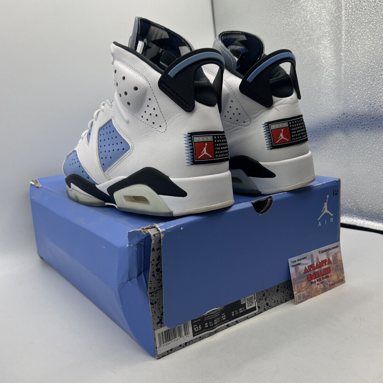 Size 10.5 - Jordan 6 Retro Mid UNC Home White Blue Black Suede (CT8529-410)