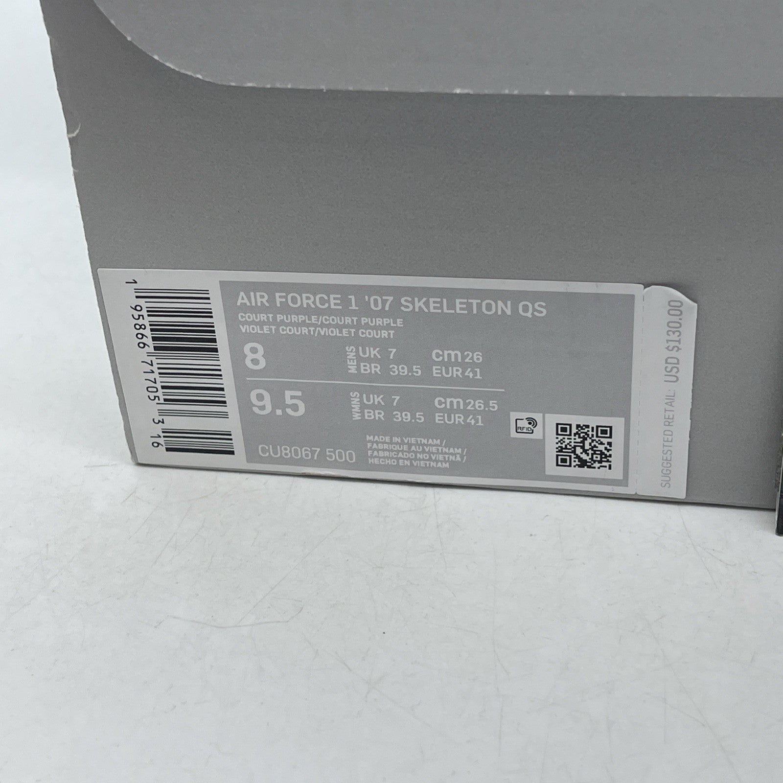 Size 8 - Nike Air Force 1 Low Purple Skeleton (CU8067-500)