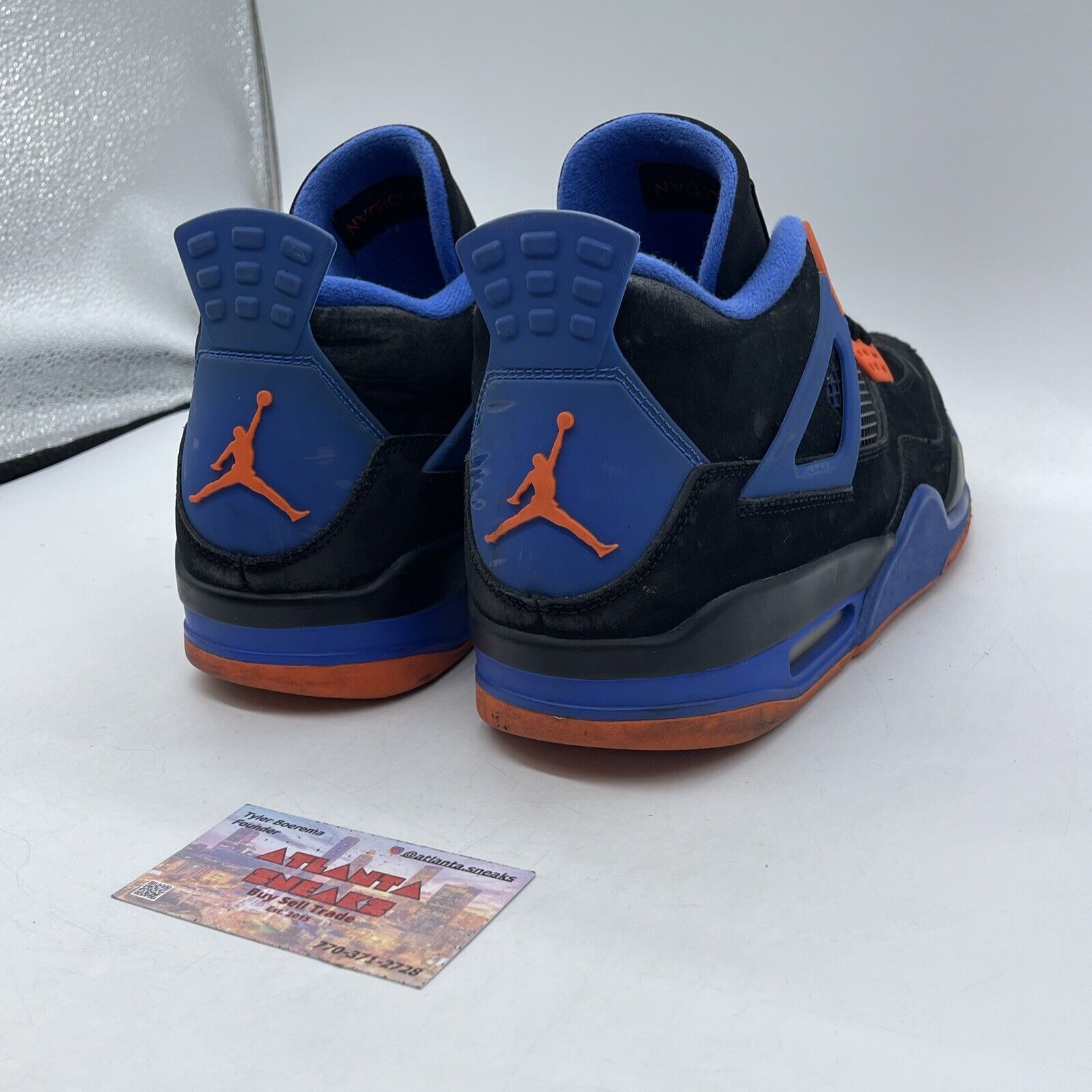 Size 12 - Air Jordan 4 Retro Cavs Orange Blue Black Suede Leather (308497-027)