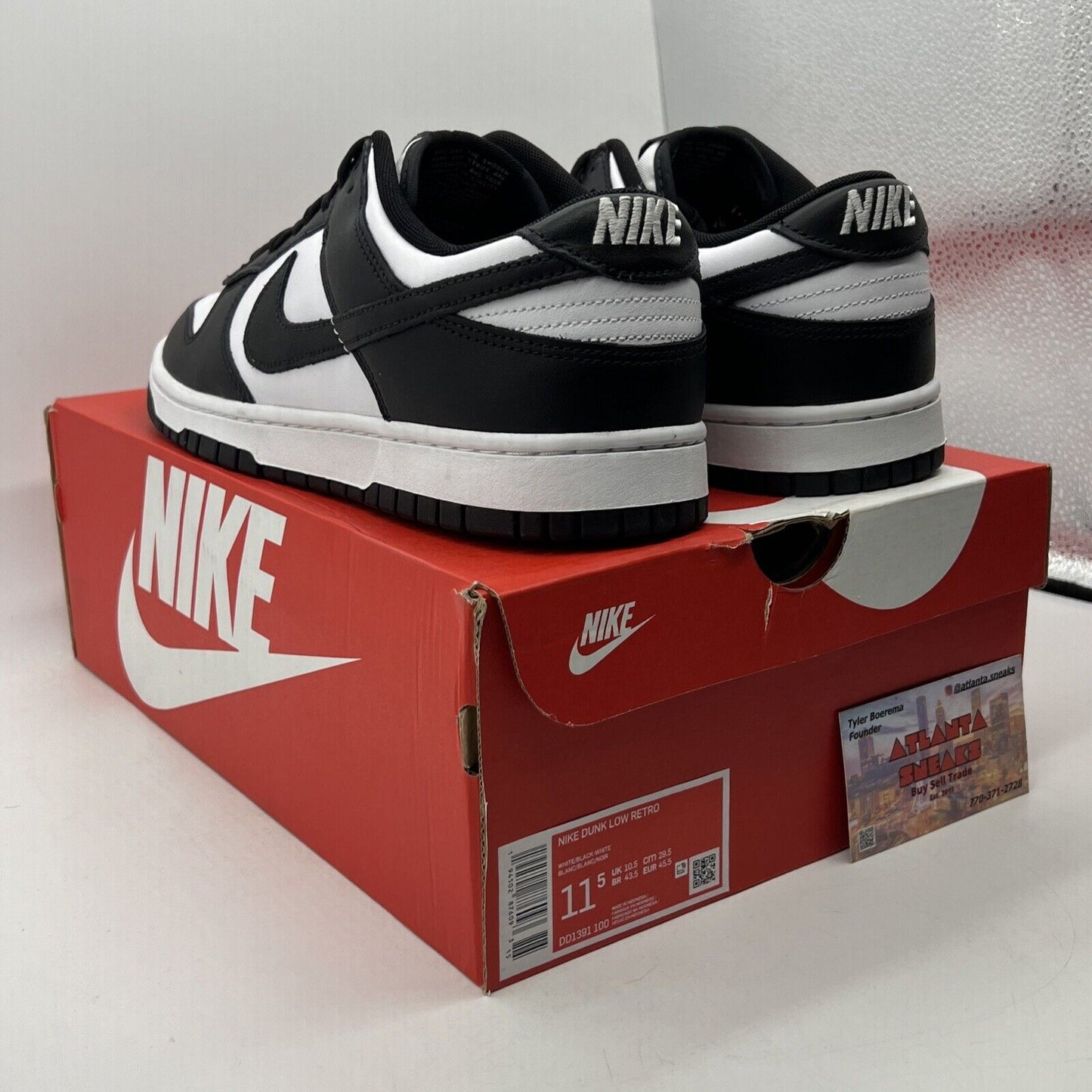 Size 11.5 - Nike Dunk Low Black White Leather