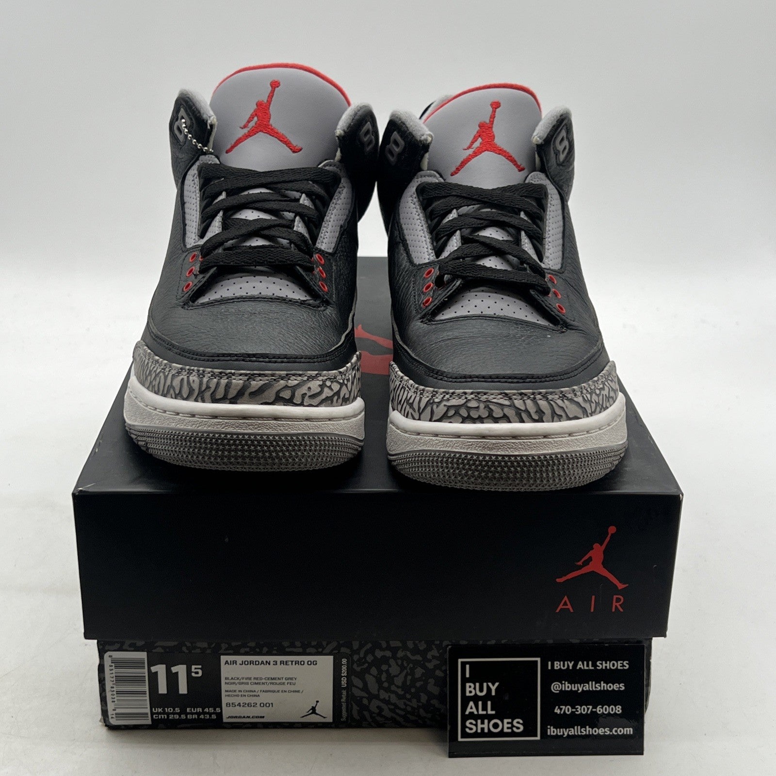 Size 11.5 - Air Jordan 3 Retro OG Mid Black Cement (854262-001)