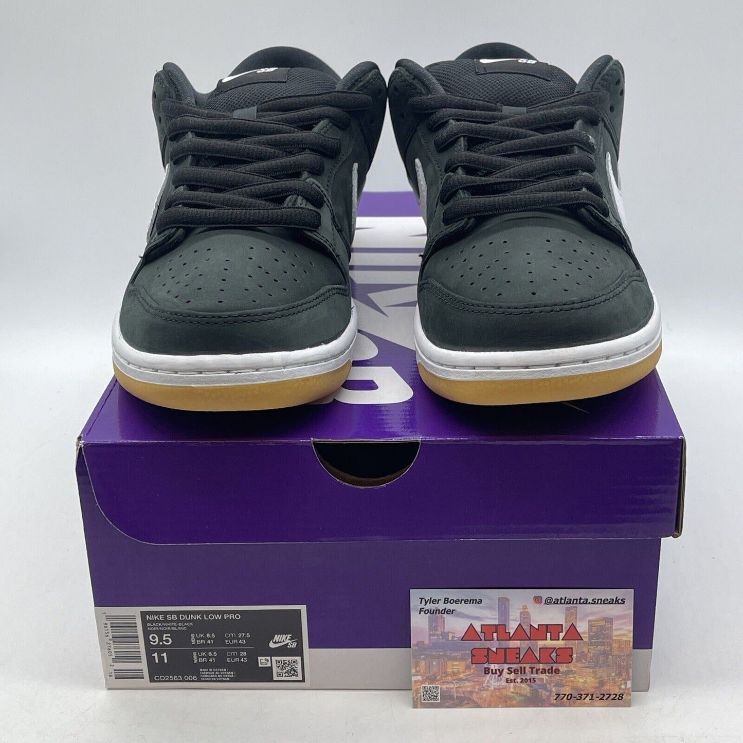 Size 9.5 - Nike Dunk Low SB Black Gum White Brown Suede (CD2563-006)