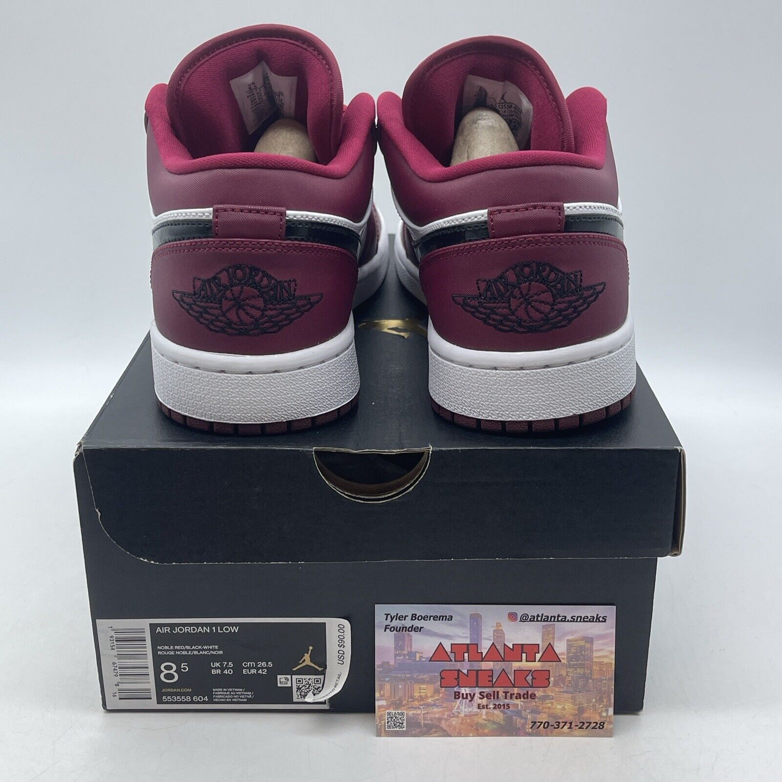 Size 8.5 - Air Jordan 1 Low Noble Red White Black (553558-604)