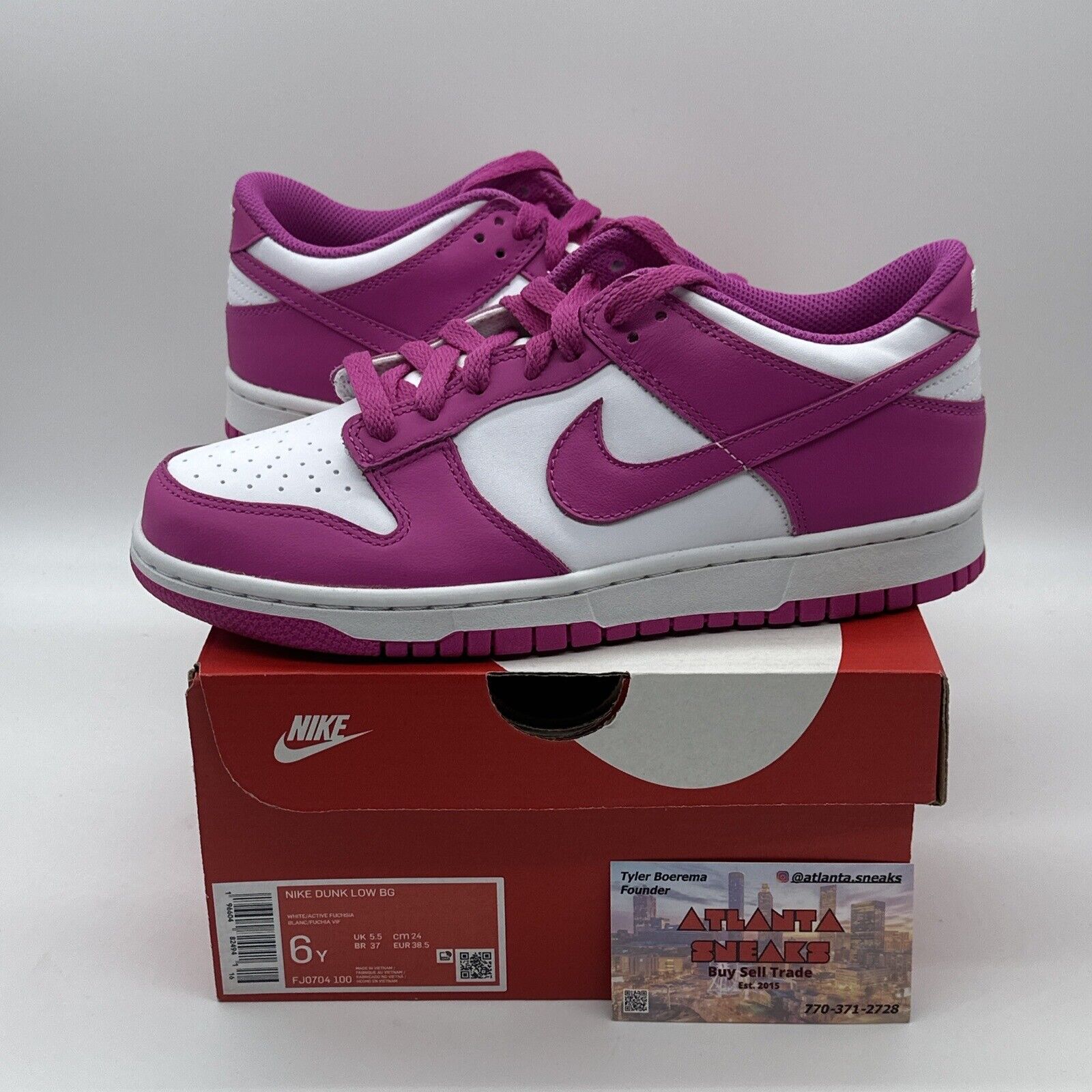 Nike Dunk Low Active Fuchsia Pink White (FJ0704-100) Size 6 NEW