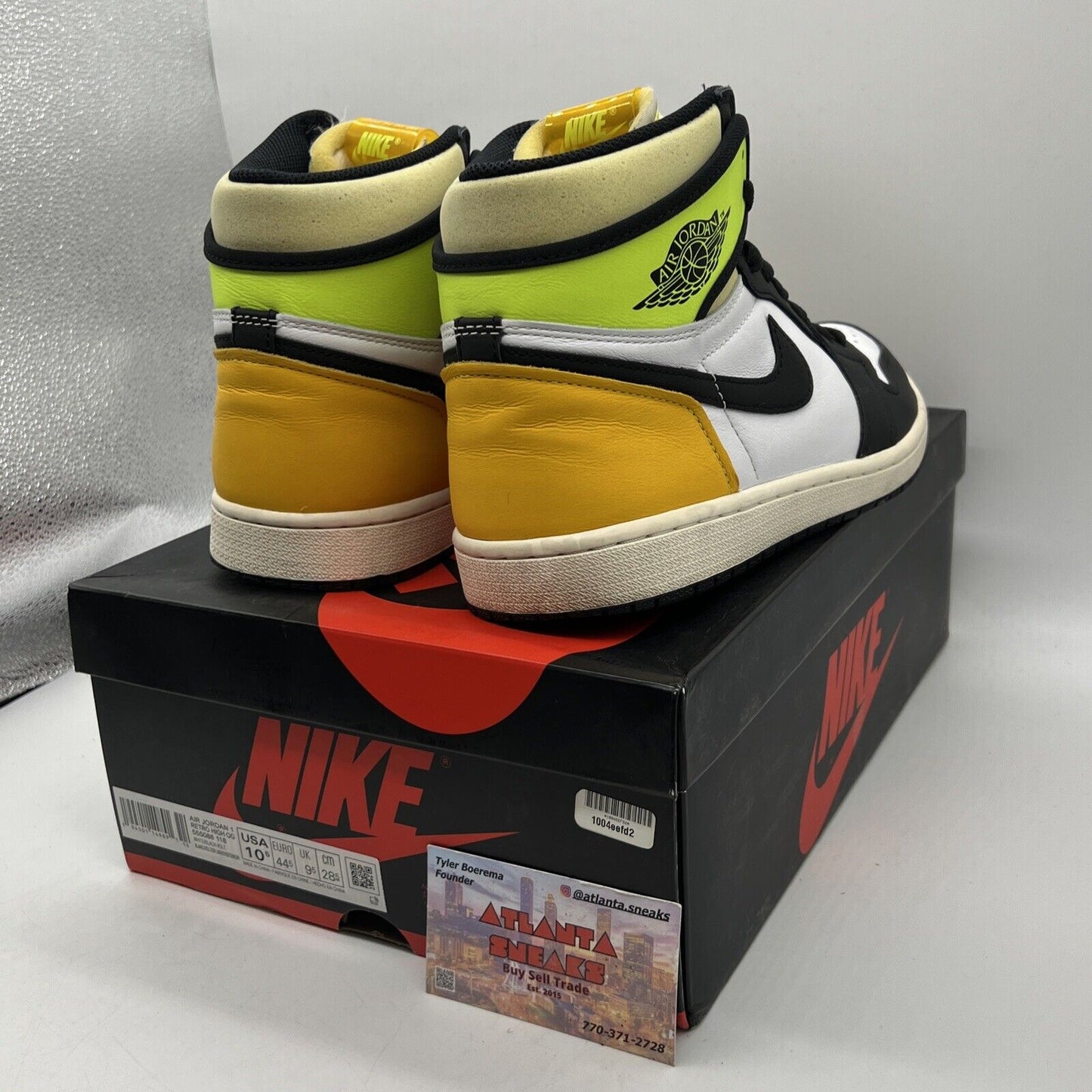 Size 10.5 - Jordan 1 Retro High OG Volt Yellow White Black Leather Used