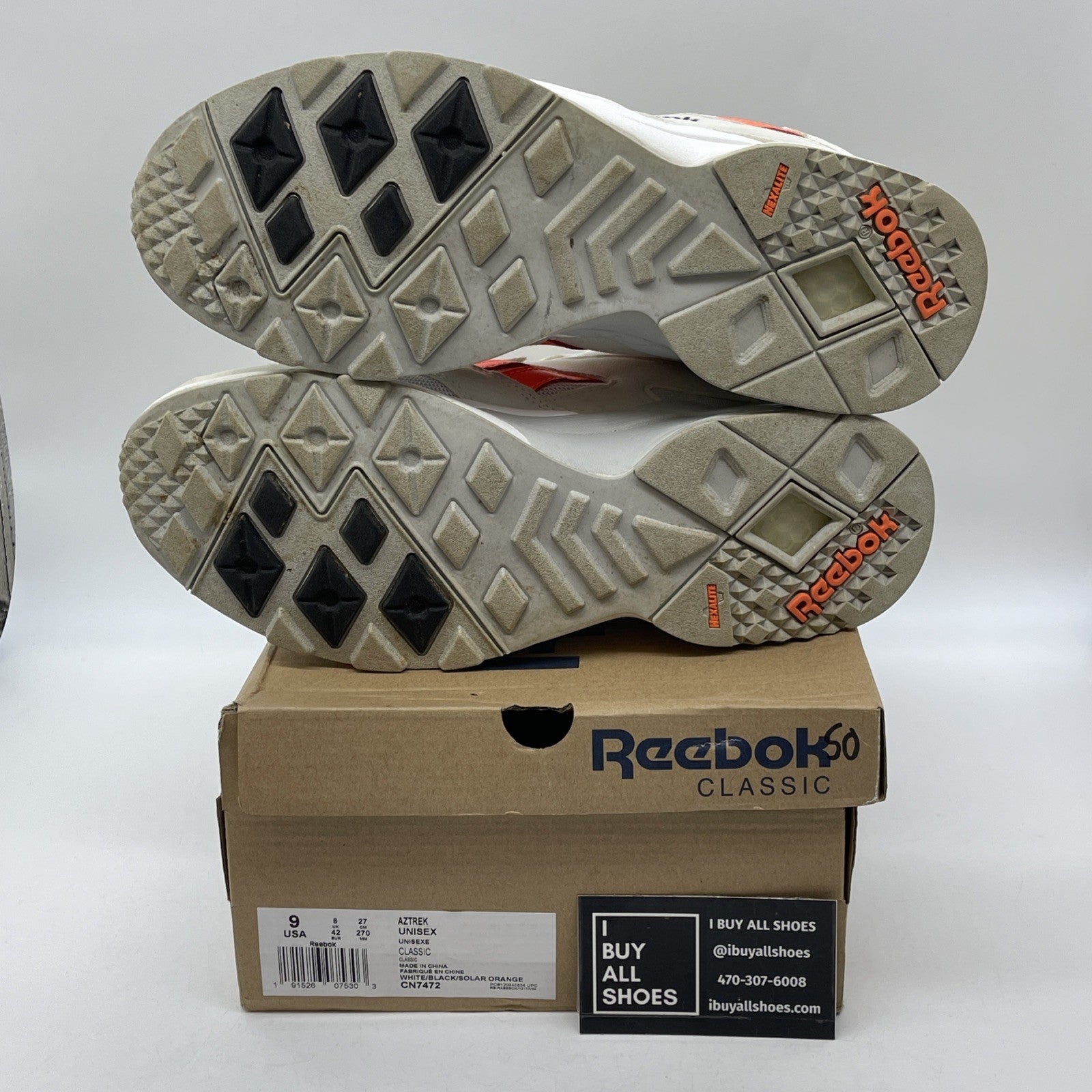 Size 9 - Reebok Aztrek Solar Orange White Grey Suede Leather (CN7472)