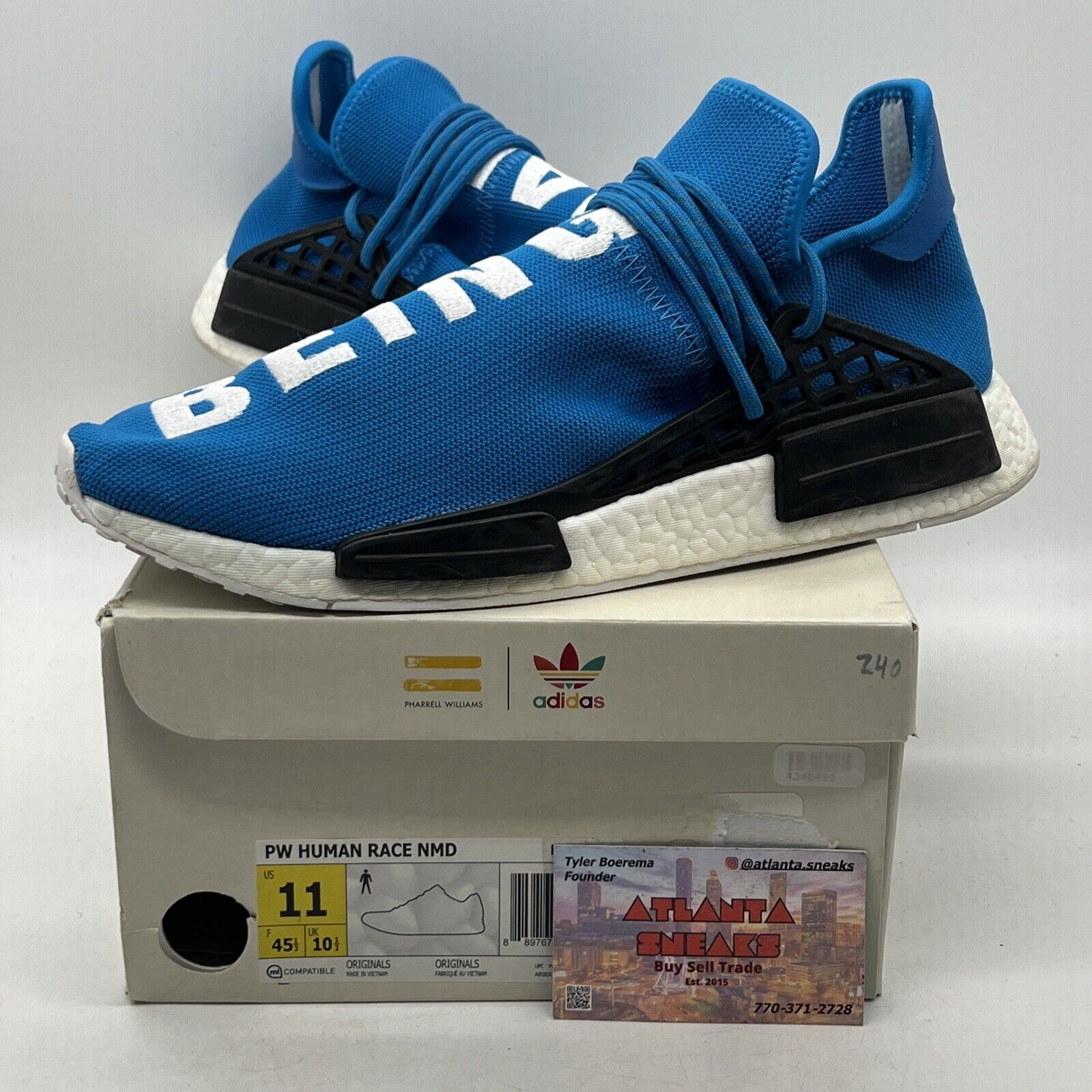 Size 11 - adidas Pharrell x NMD Human Race Blue White (BB0618)