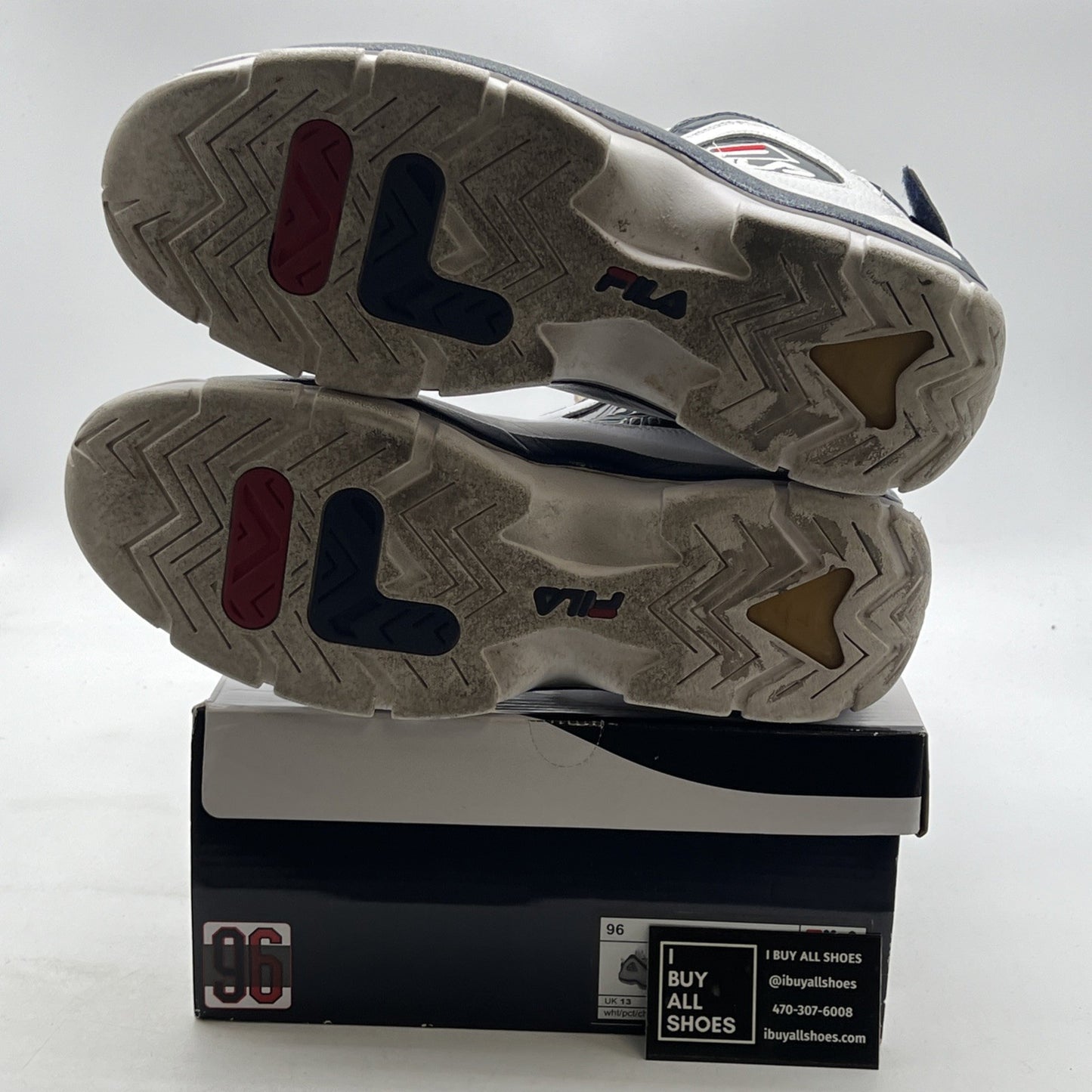 Size 14 - FILA GRANT HILL 2 II WHITE NAVY BLUE RED