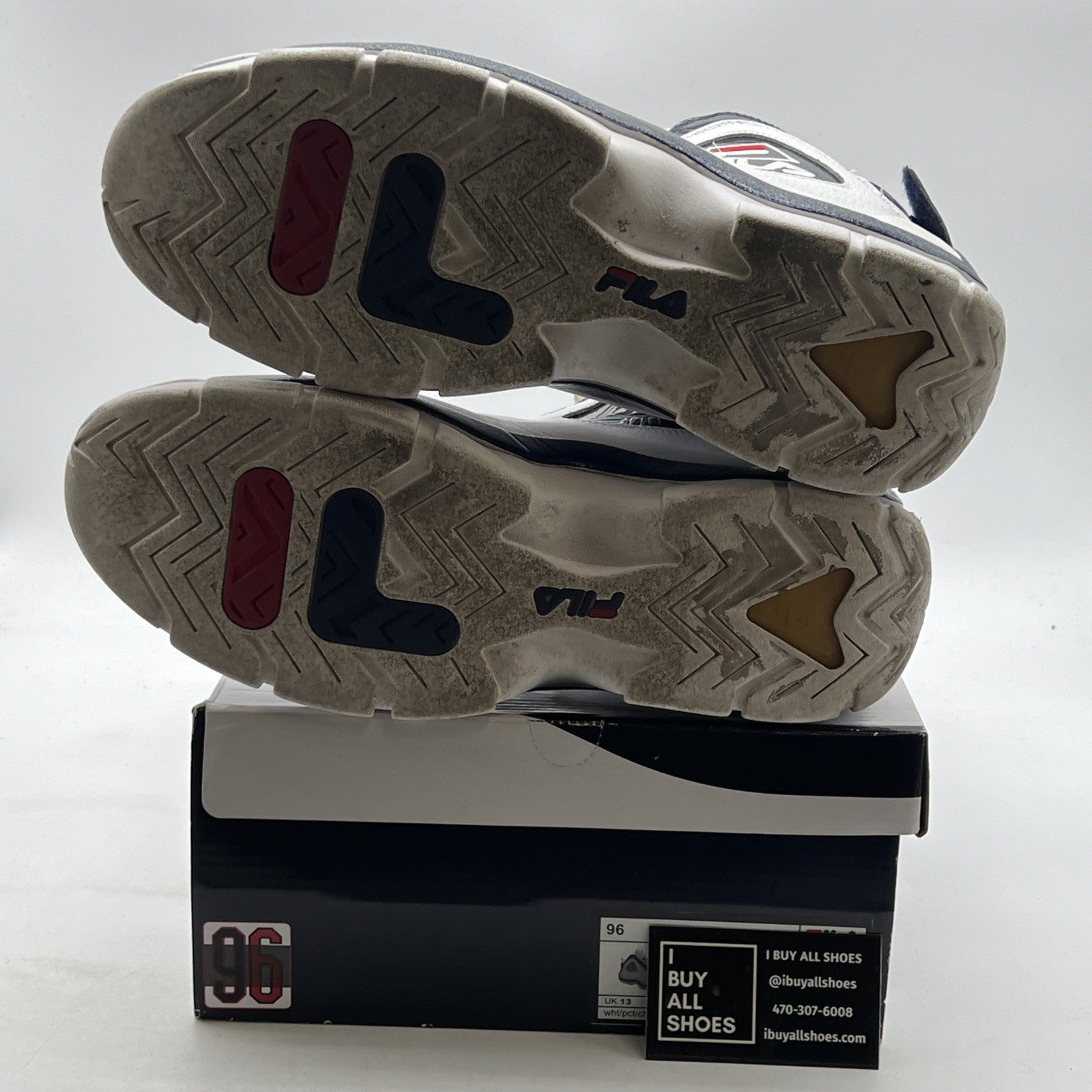 Size 14 - FILA GRANT HILL 2 II WHITE NAVY BLUE RED