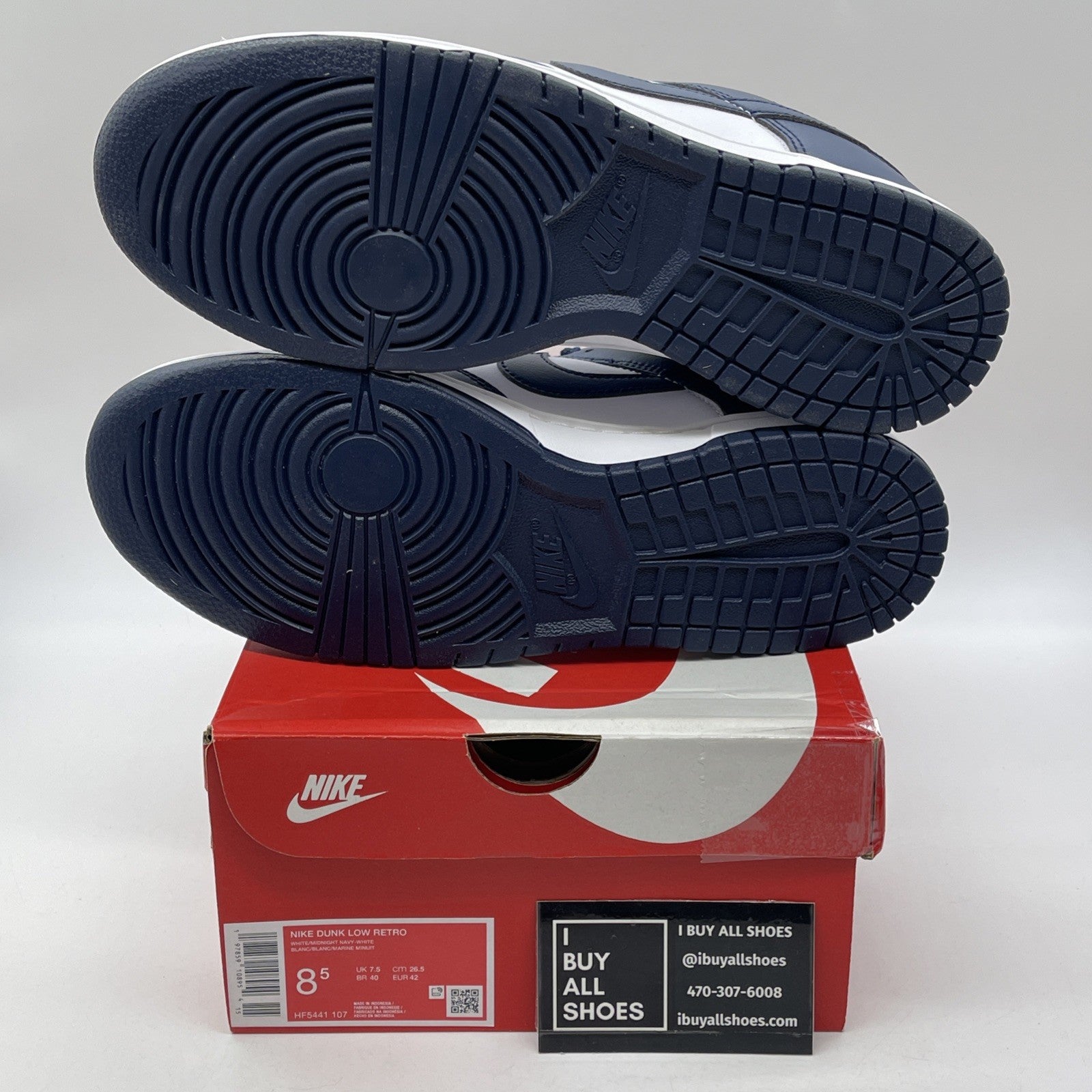Size 8.5 - Nike Dunk 2025 Low Midnight Navy Blue White Leather (HF5441-107)