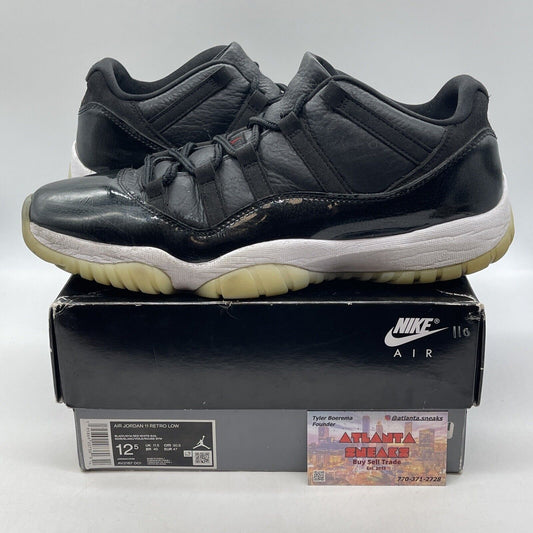 Size 12.5 - Jordan 11 Retro Low 72-10 Black White Leather (AV2187-001)