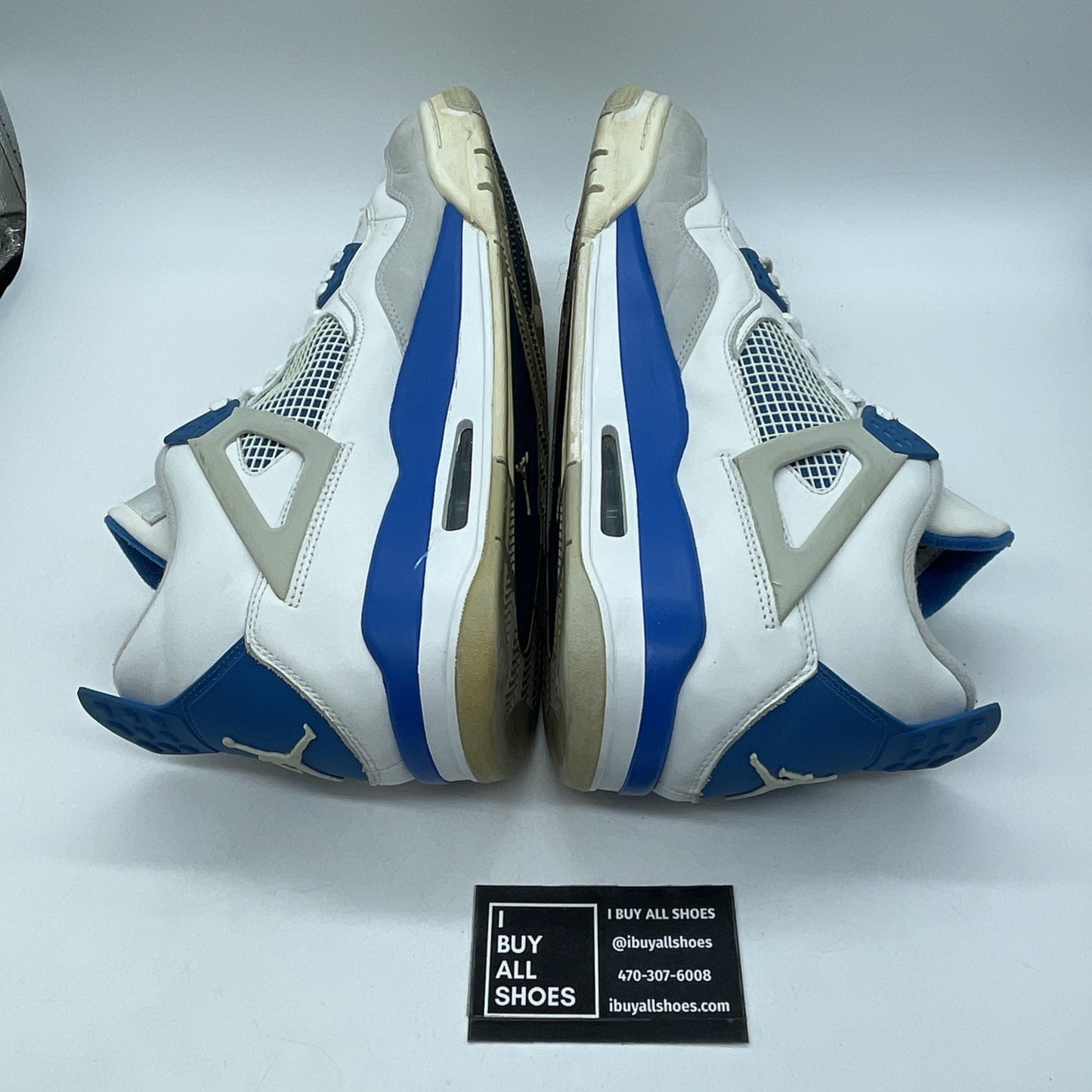Size 14 - Jordan 4 Retro Military Blue White Grey Suede Leather (308497-105)