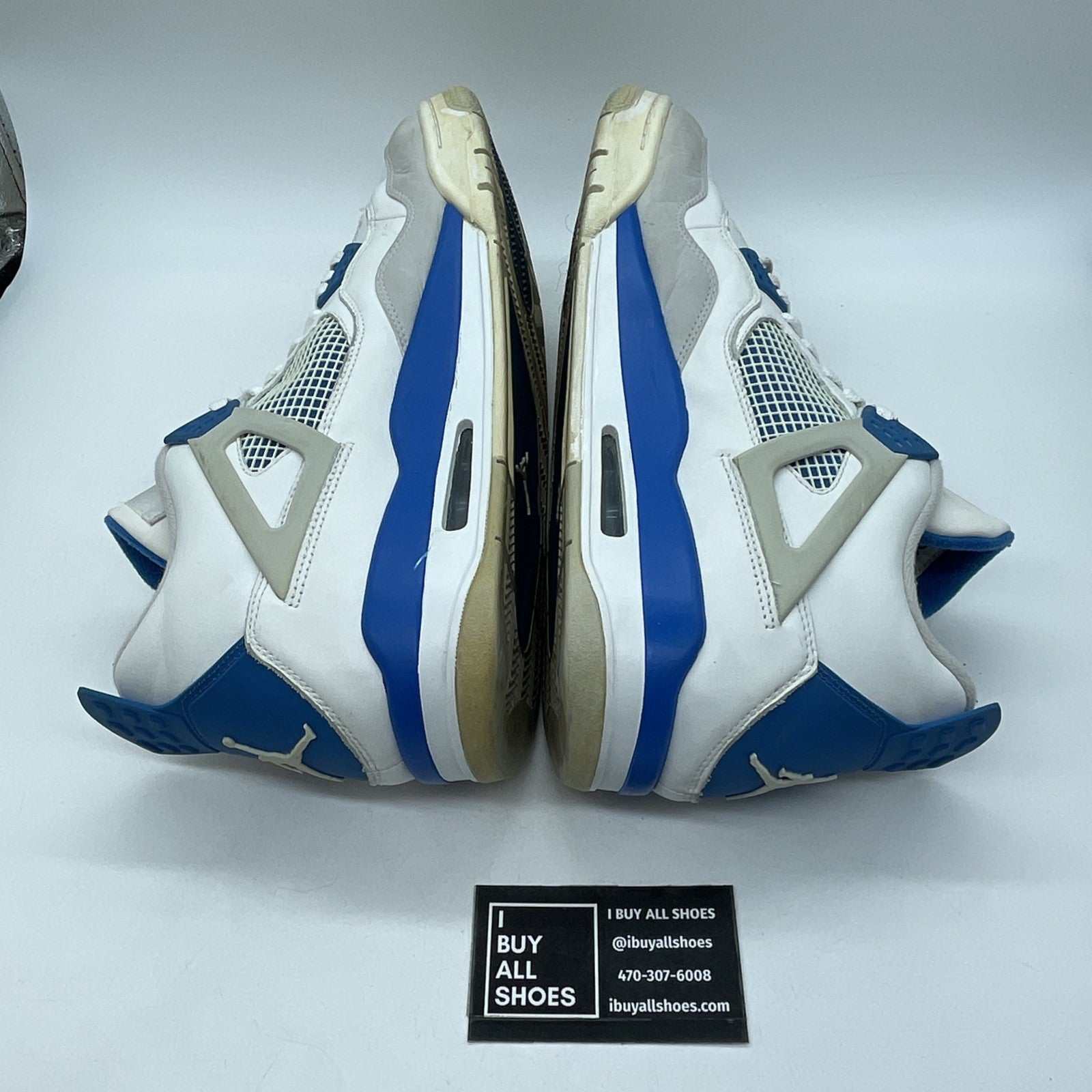 Size 14 - Jordan 4 Retro Military Blue White Grey Suede Leather (308497-105)