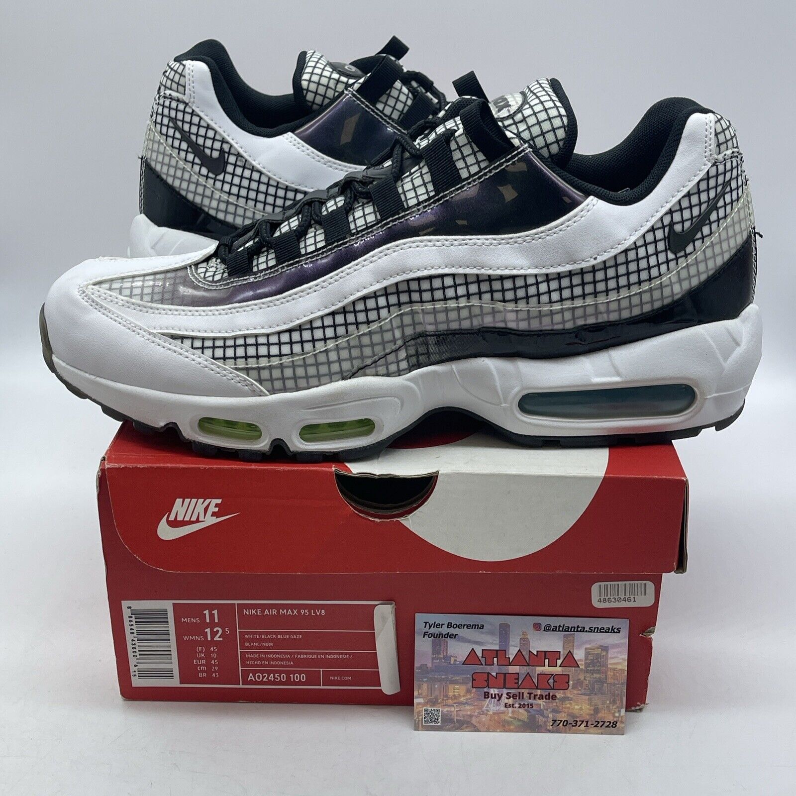 Size 11 - Nike Air Max 95 LV8 Grid White Black Purple Leather (AO2450-100)
