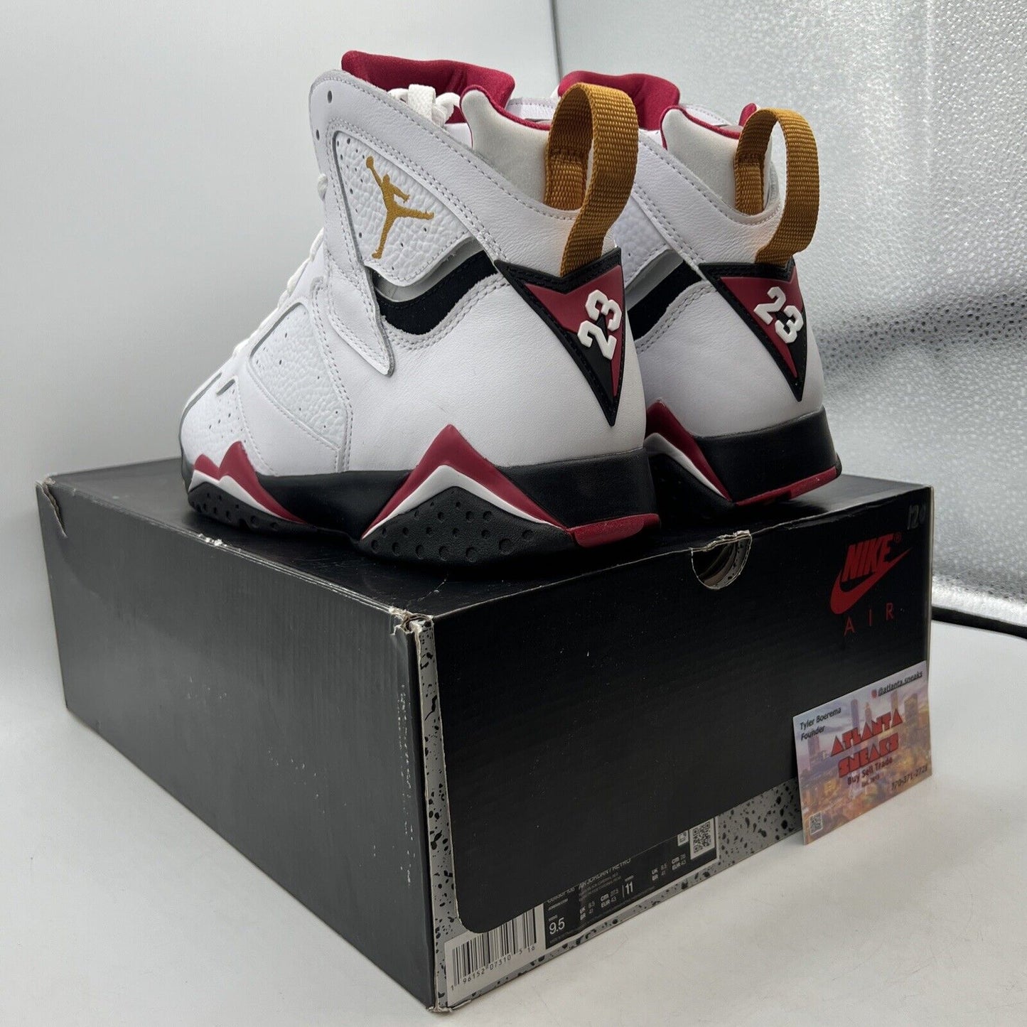 Size 9.5 - Jordan 7 Cardinal 2022 White Black Red Yellow Leather (CU9307-106)