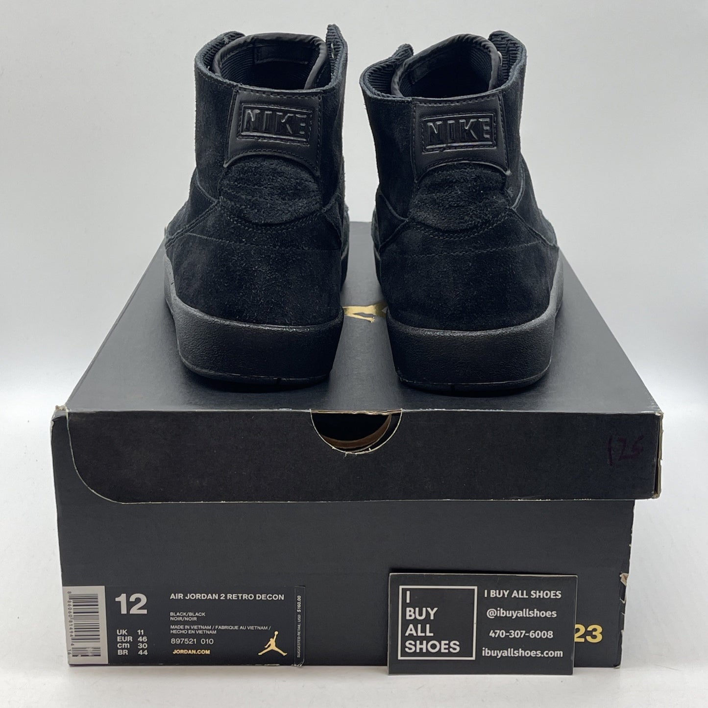 Size 12 - Air Jordan 2 Retro Deconstructed Triple Black Suede (897521-010)
