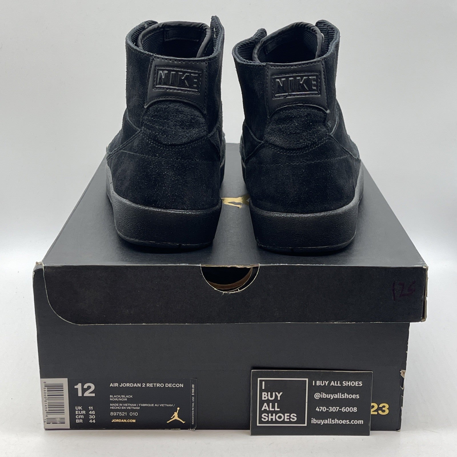 Size 12 - Air Jordan 2 Retro Deconstructed Triple Black Suede (897521-010)
