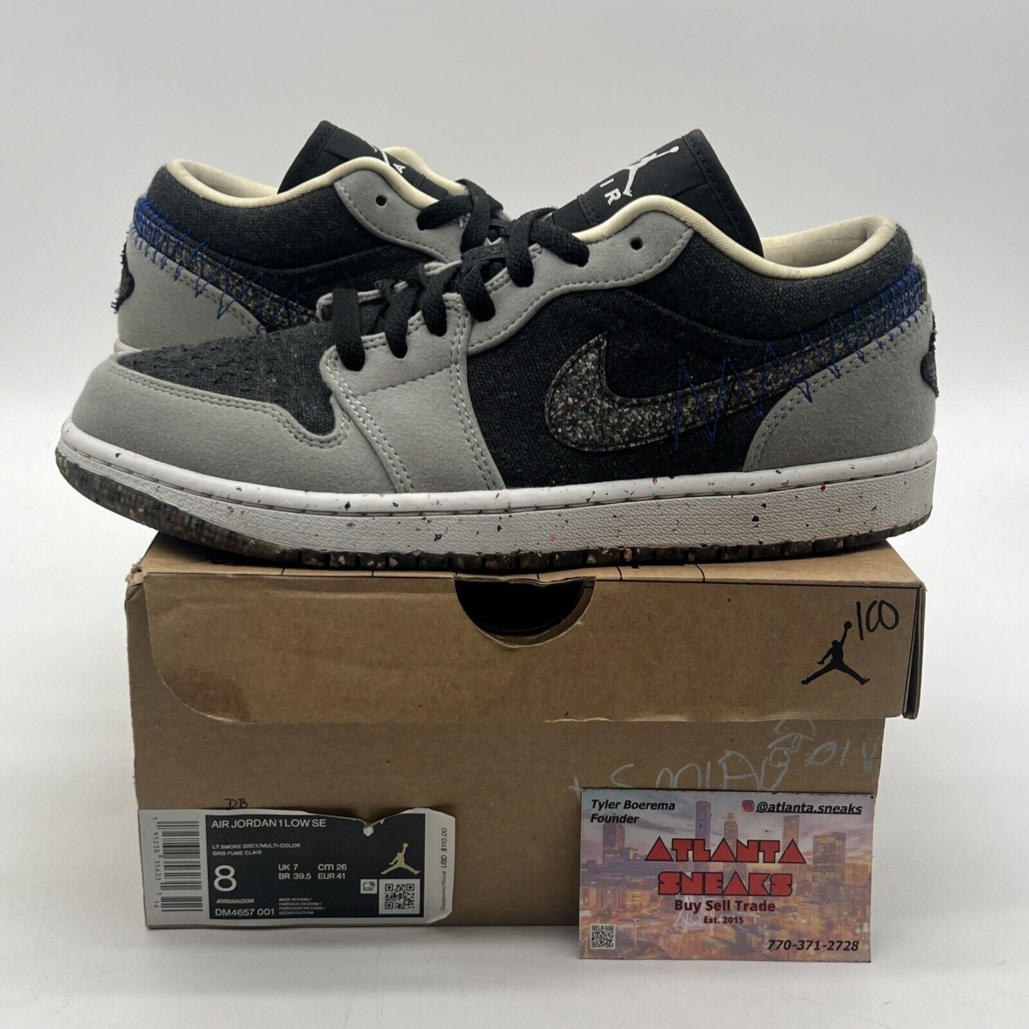 Size 8 - Air Jordan 1 Low Crater Grey Suede Black (DM4657-001)