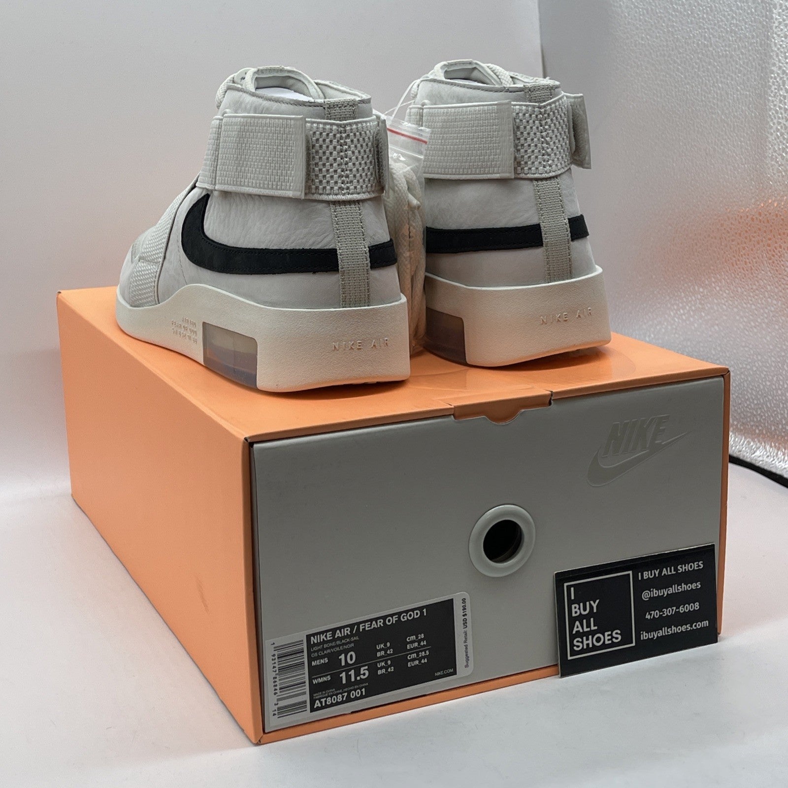 Size 10 - Nike Air Fear Of God Raid Light Bone Tan Black Suede (AT8087-001)
