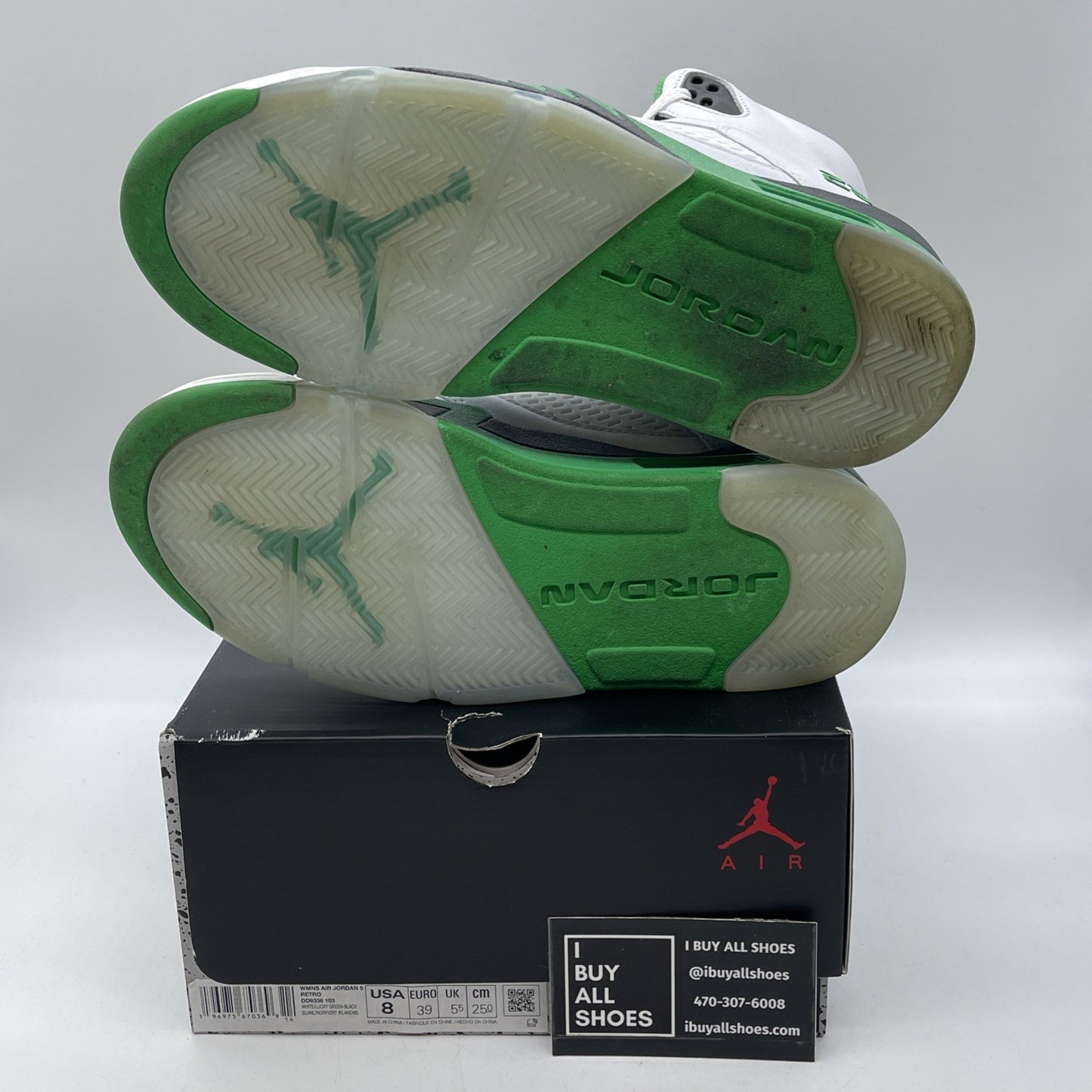 Size 8W - Air Jordan 5 Retro Lucky Green Black White Leather (DD9336-103)