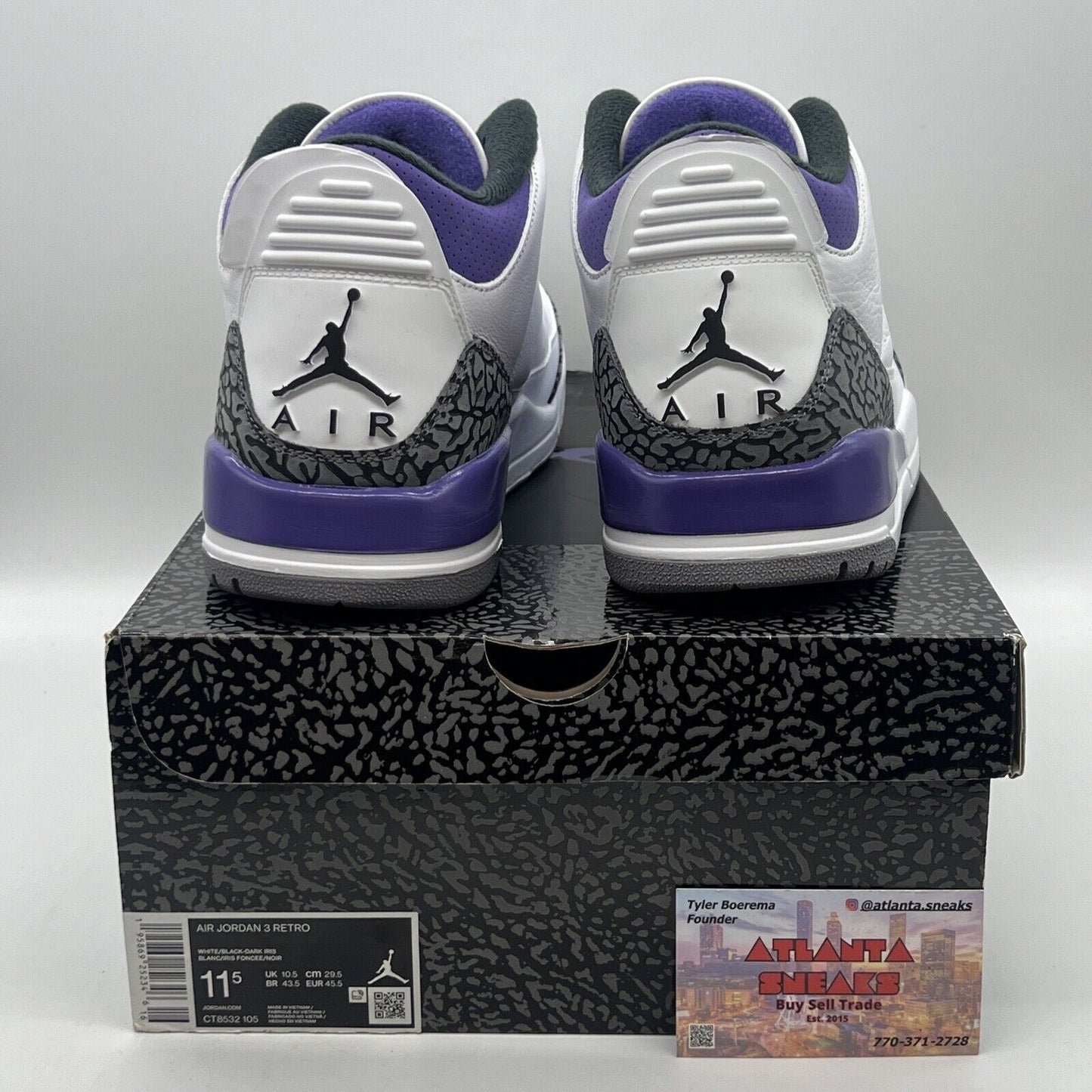 Air Jordan 3 Retro "DARK IRIS" 2022 - Size 11.5 - CT8532 105 Brand New Og All