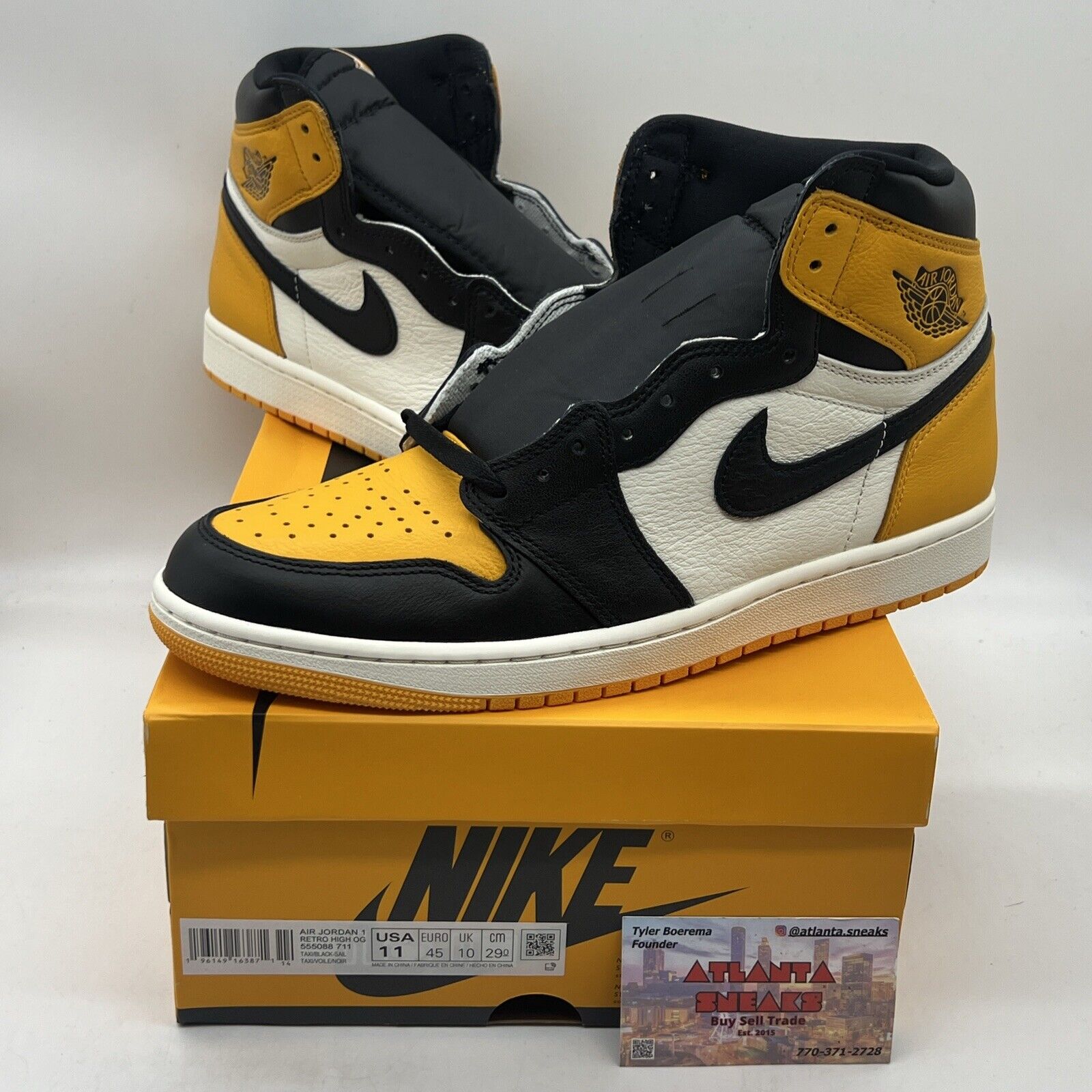 Size 11 - Jordan 1 Retro OG High Yellow Toe Brand New Og All Black White DS