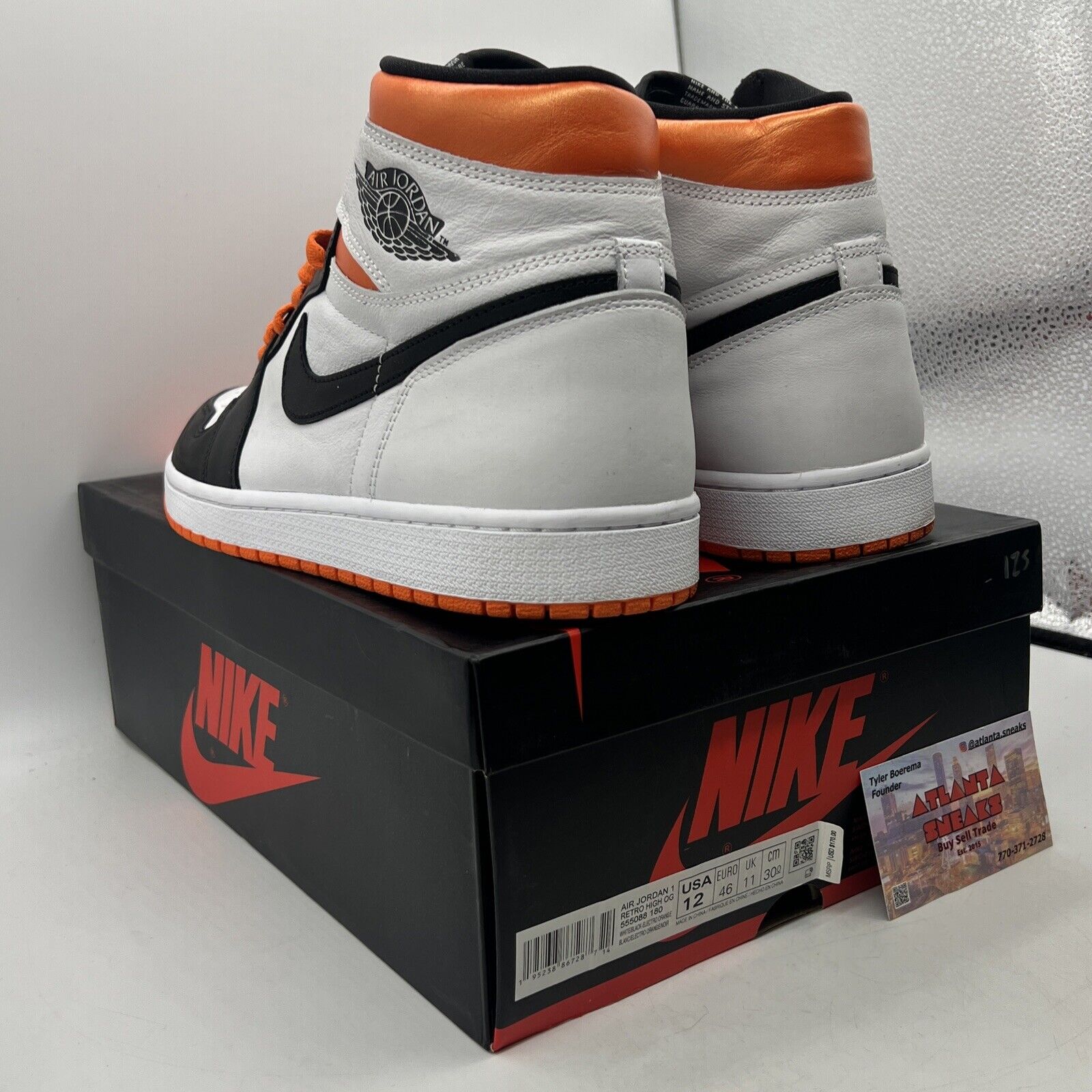 Size 12 - Jordan 1 Retro High Electro Orange Black White Leather (555088-180)