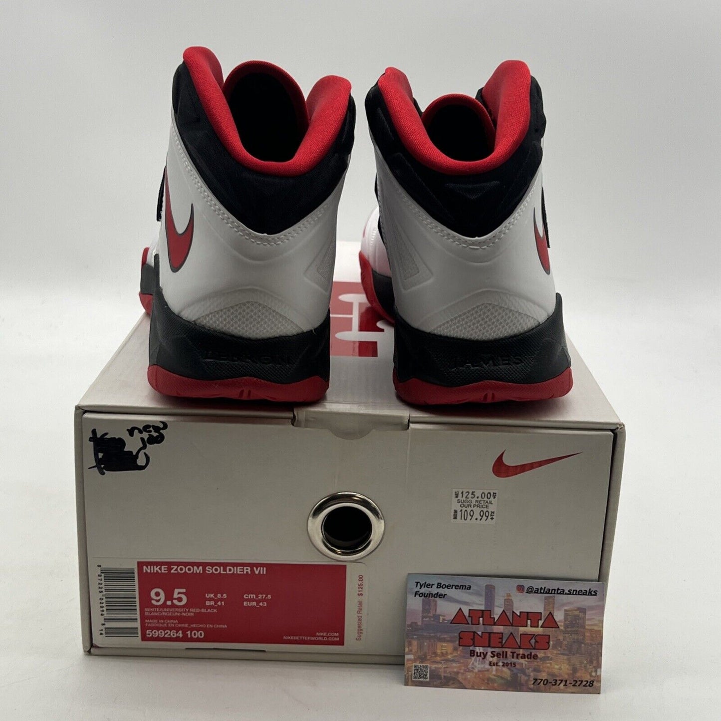 Size 9.5 - Nike LeBron Zoom Soldier 7 White Red Black (599264-100)