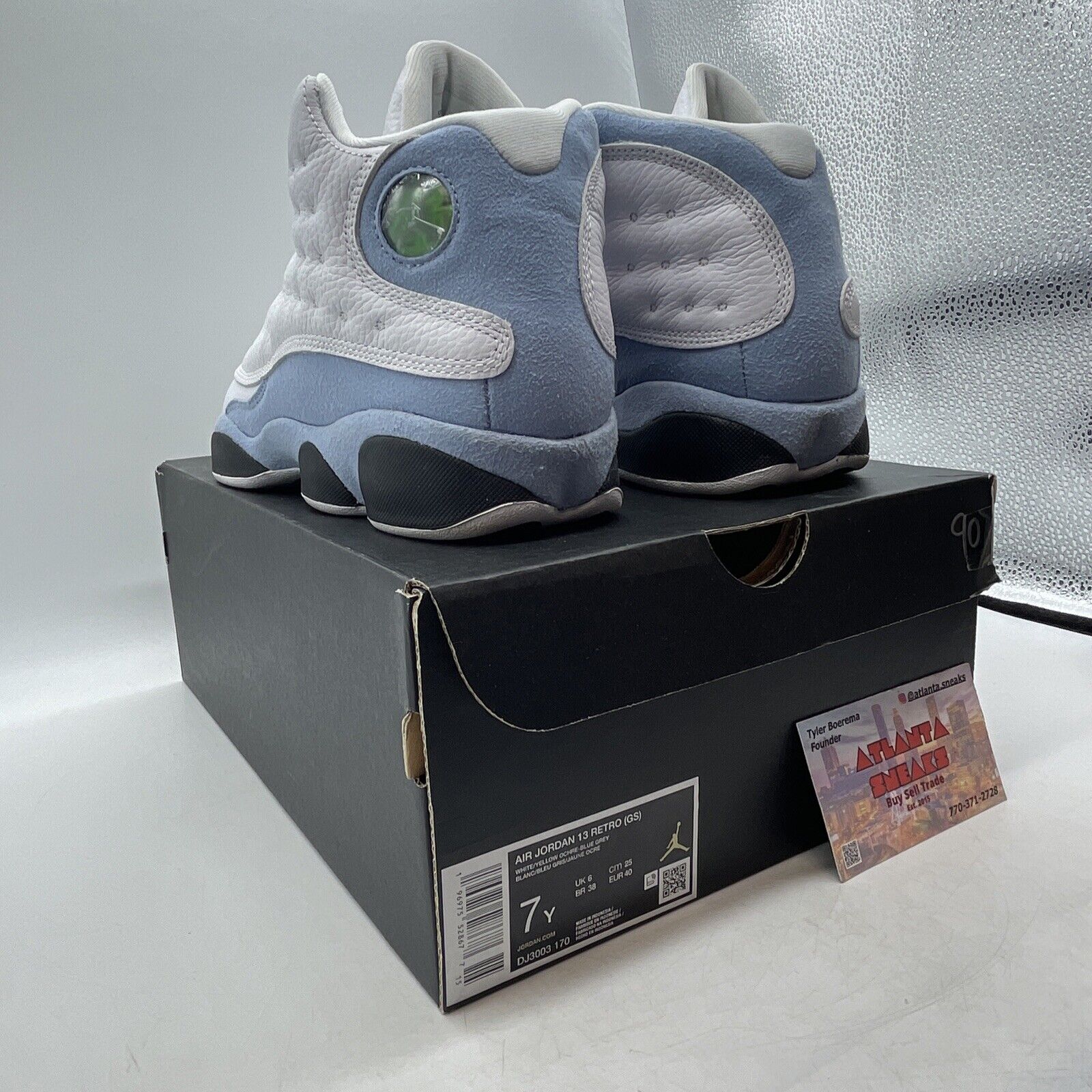 Size 7Y - Air Jordan 13 Retro Blue Grey Black White Yellow Suede (DJ3003-170)