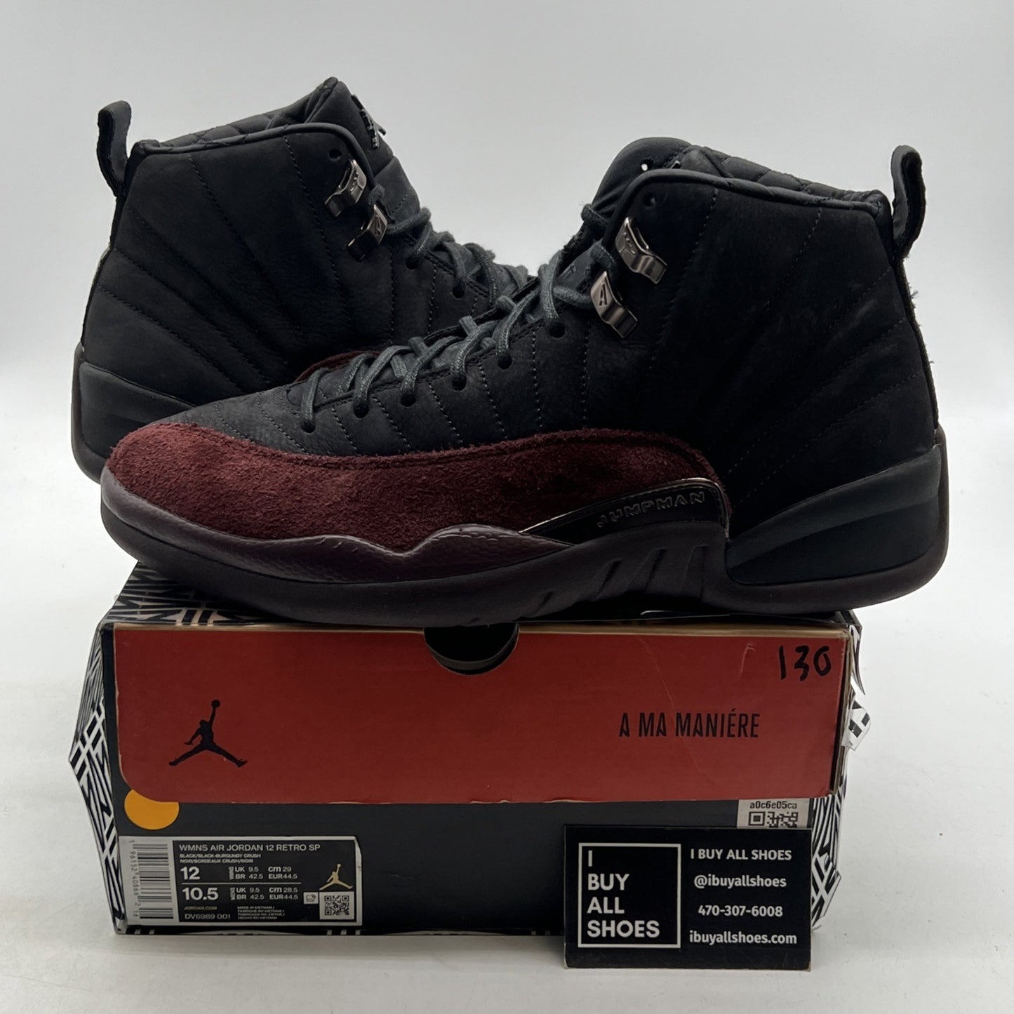Size 12 - Air Jordan 12 Retro SP x A Ma Maniere Mid Black W (DV6989-001)