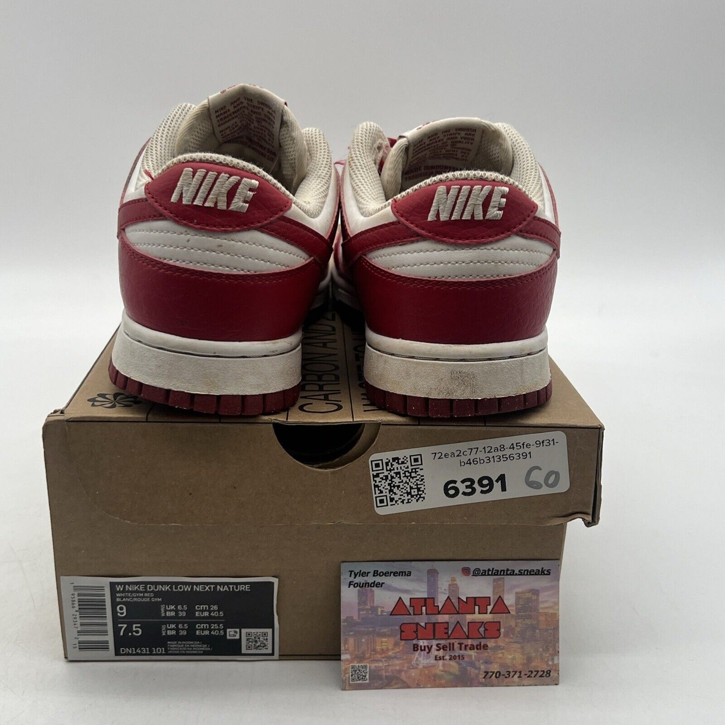 Size 9 - Nike Dunk Next Nature Low Gym Red W White Leather (DN1431-101)