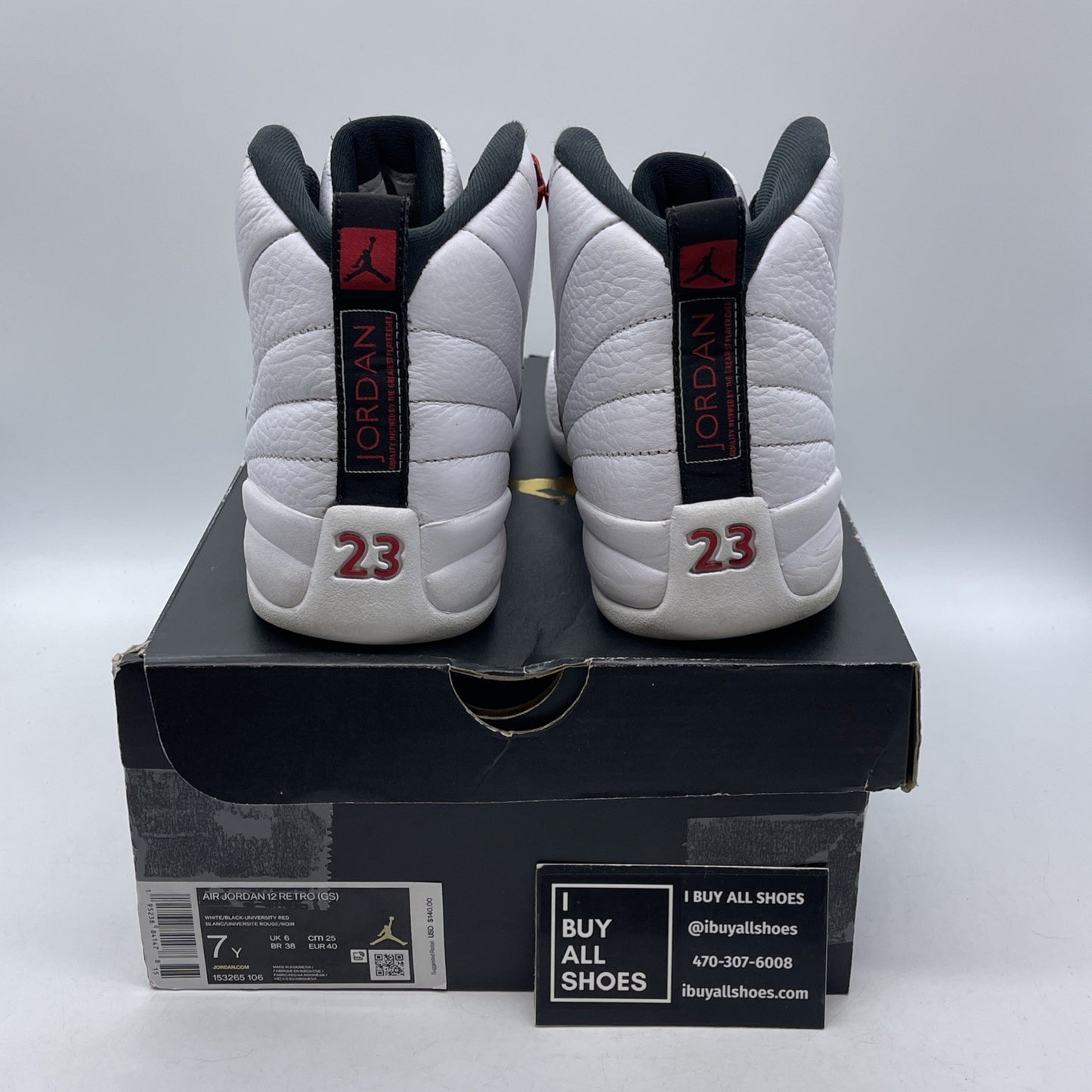 Size 7Y - Air Jordan 12 Retro Twist White Red Leather (153265-106)