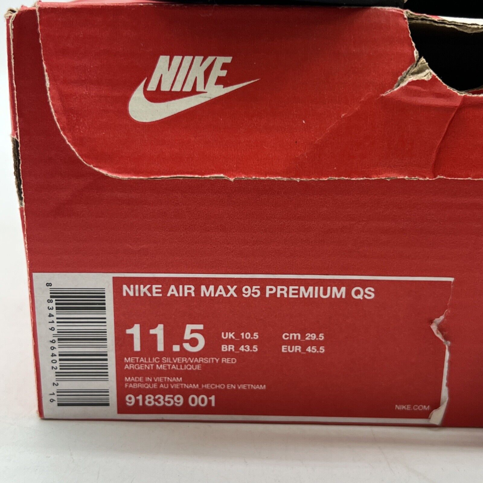 Size 11.5 - Nike Air Max 95 QS Silver Bullet (918359-001)