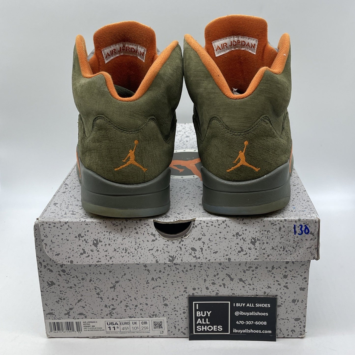 Size 11.5 - Air Jordan 5 Retro 2024 Olive Green Orange Suede (DD0587-308)