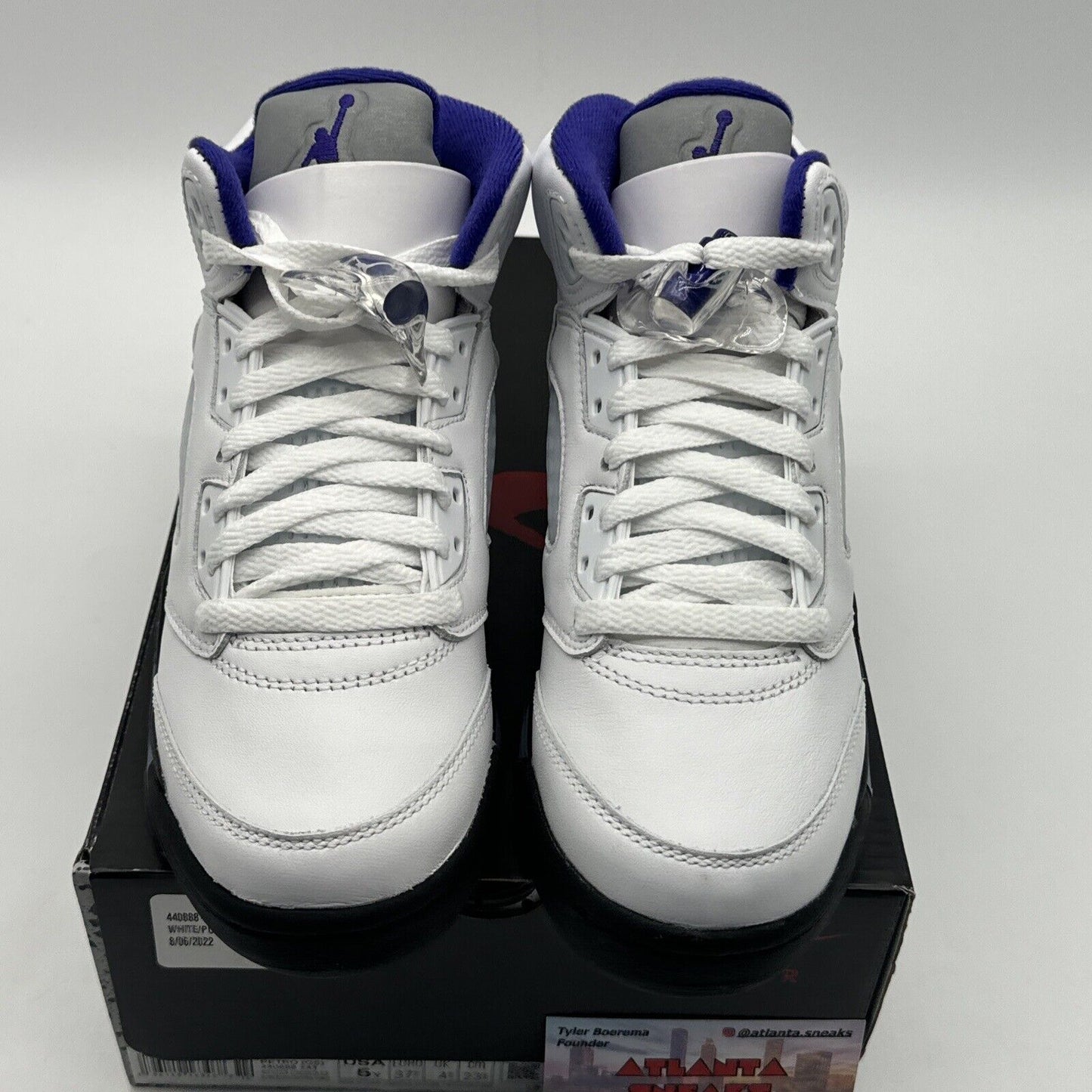 Jordan 5 Retro 'Concord' (GS) White Purple Leather Black Icy Soles Size 5 Y