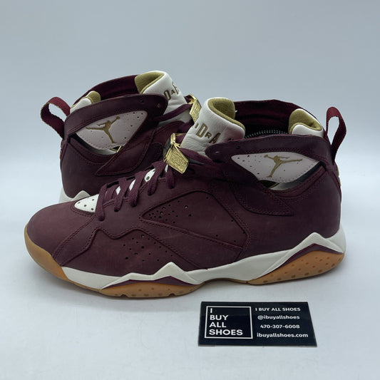 Size 9.5 - Air Jordan 7 Retro Cigar Burgundy White Leather (725093-630)