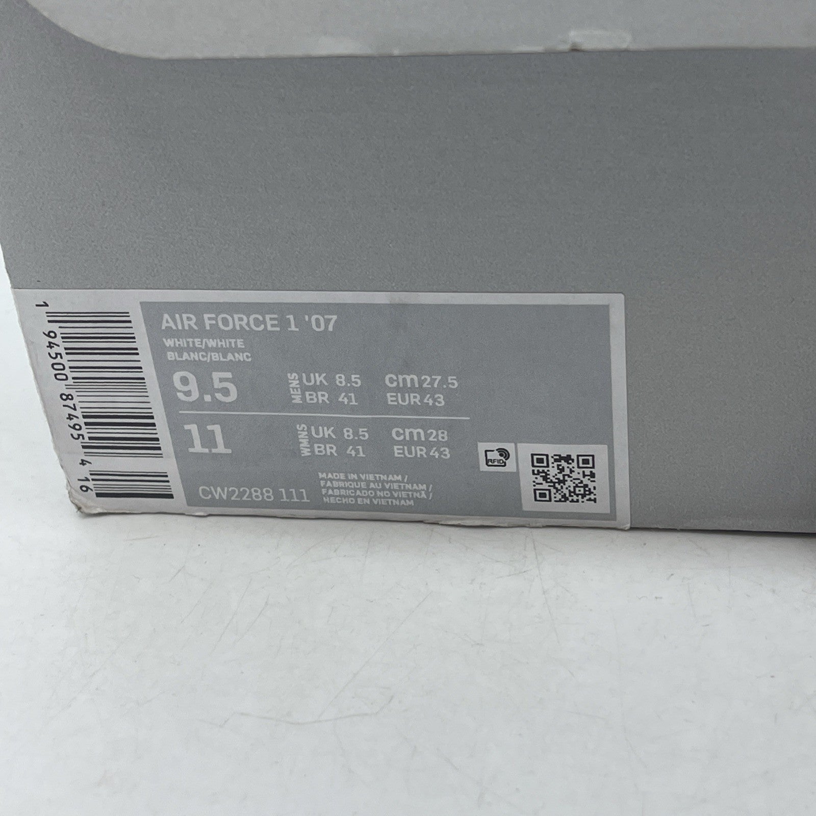 Size 9.5 - Nike Air Force 1 '07 Low Triple White (CW2288-111)