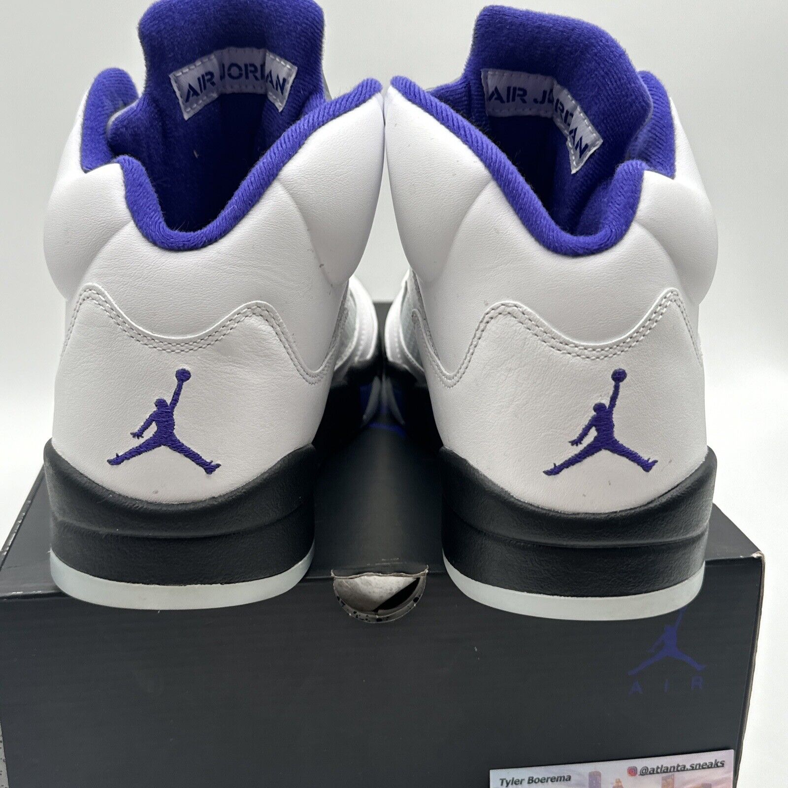 Size 9.5 - Jordan 5 Concord 2022 White Leather Black Purple Icy Soles OG All Jmp