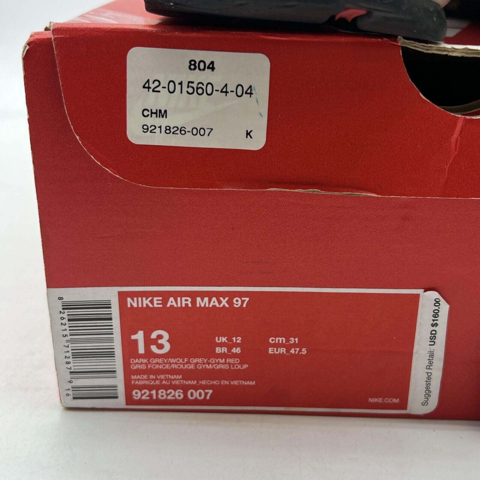 Size 13 - Nike Air Max 97 Gym Red (921826-007)