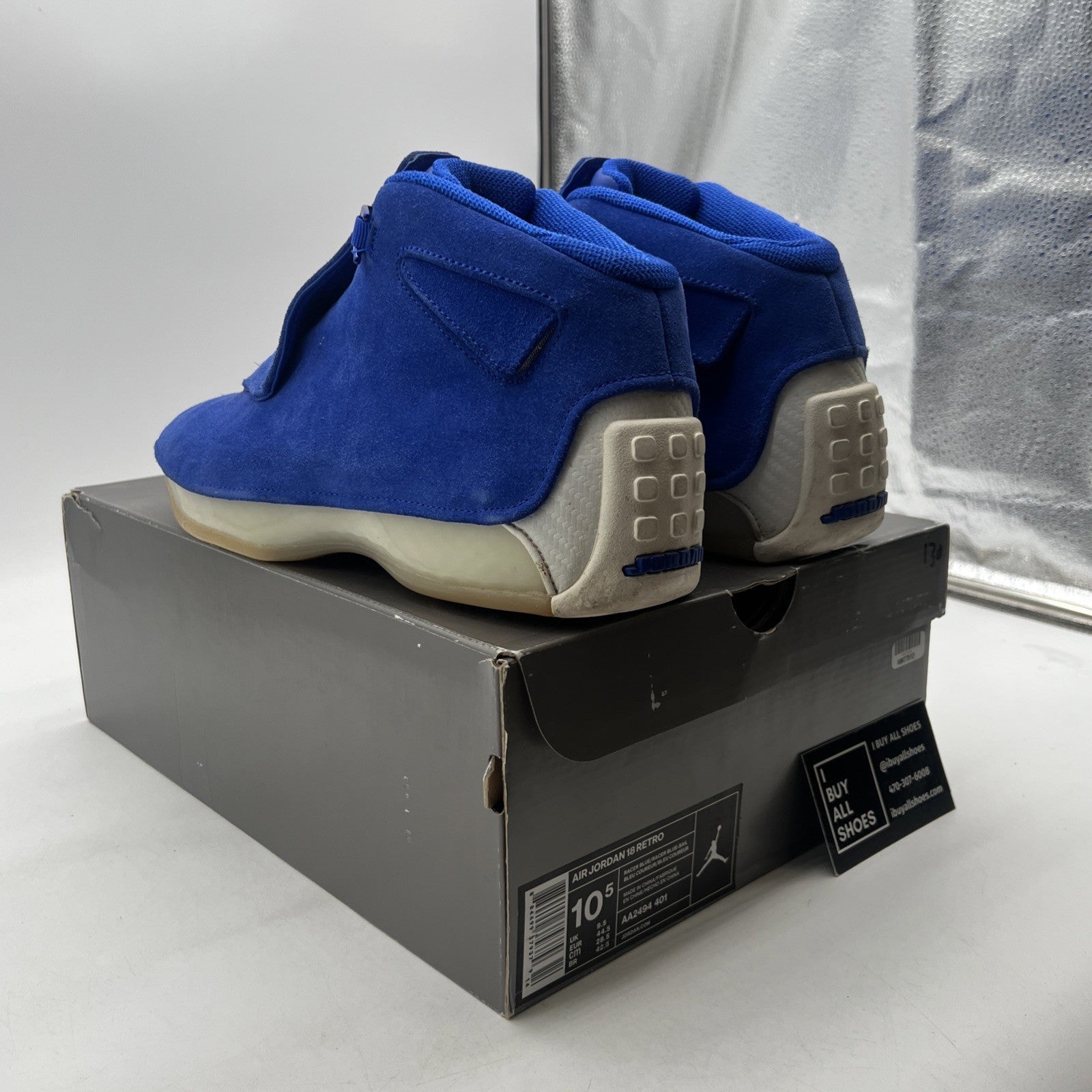Size 10.5 - Air Jordan 18 Retro Blue Suede (AA2494-401)