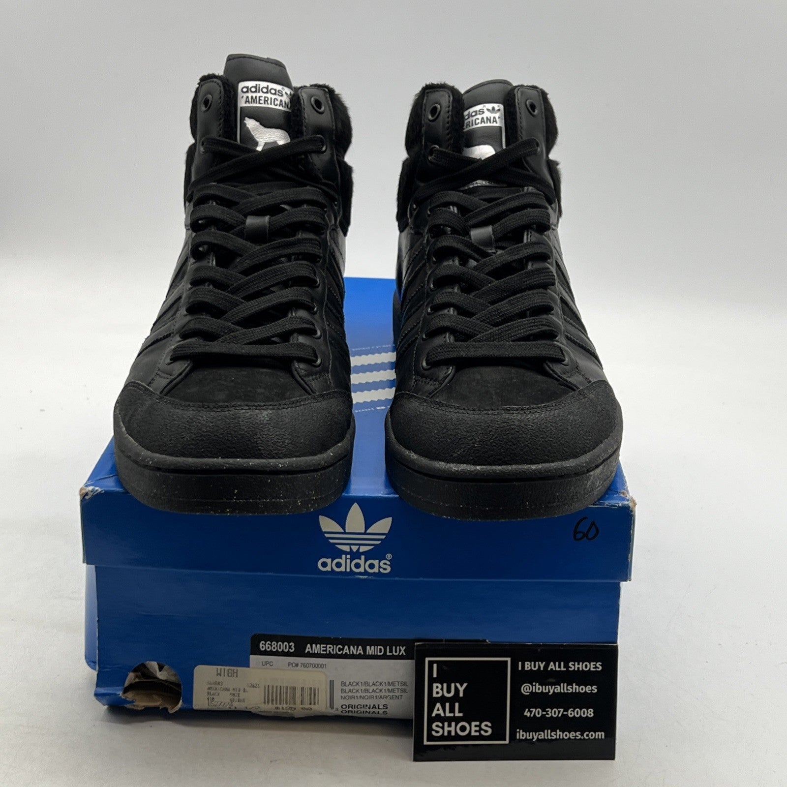 Size 11.5 - Adidas Sneakers Mens 2006 Americana Mid Lux Black Wolf (668003)