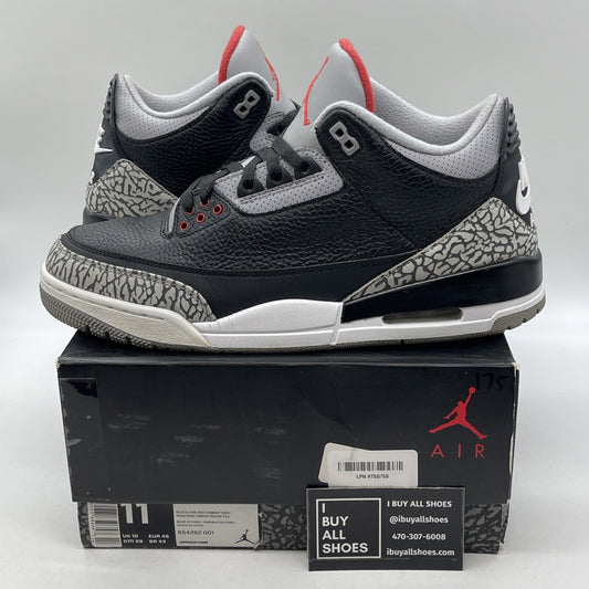 Size 11 - Jordan 3 Retro OG Mid Black Cement Grey Suede Leather (854262-001)