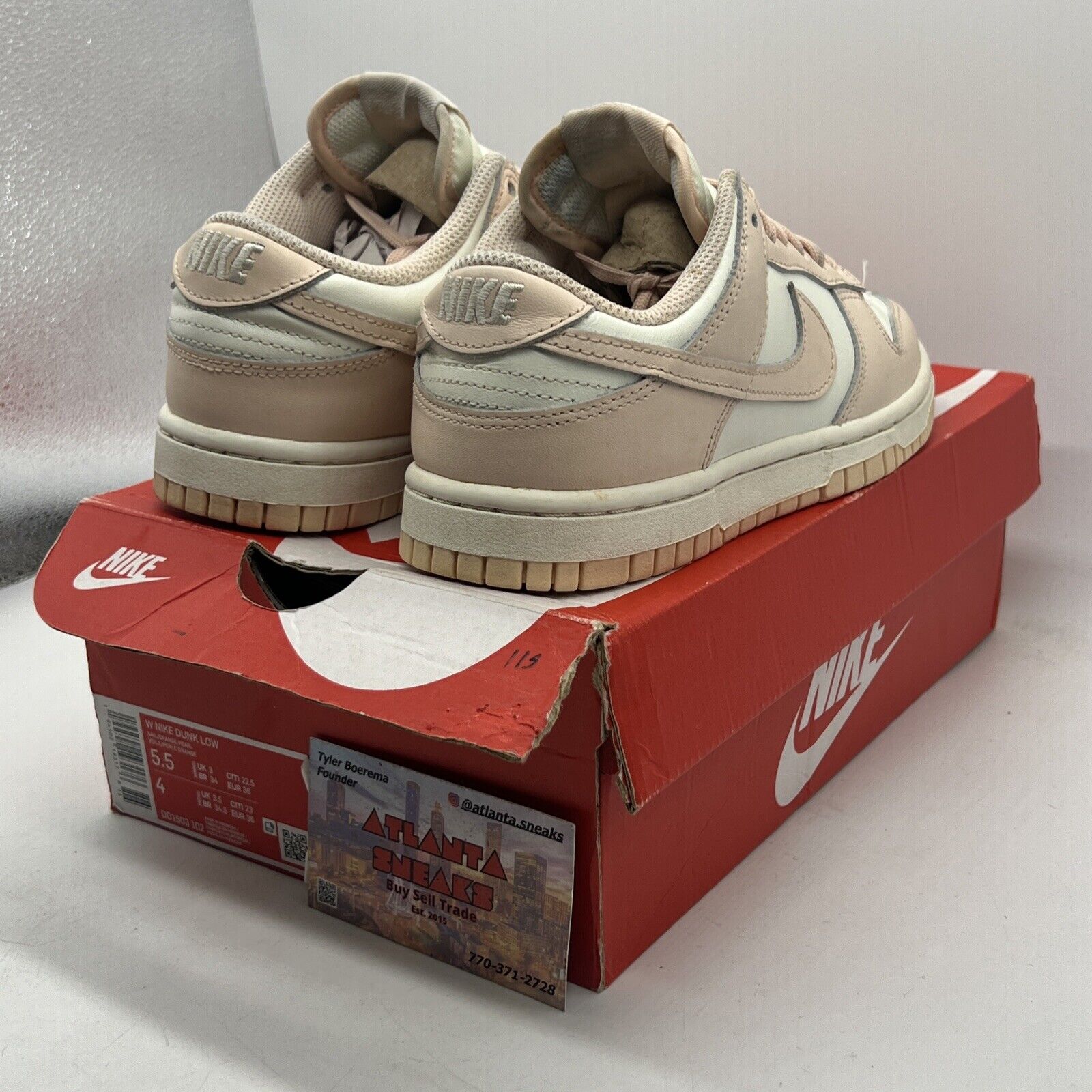 Size 5.5 - Nike Dunk Low Orange Pearl W White Leather (DD1503-102)