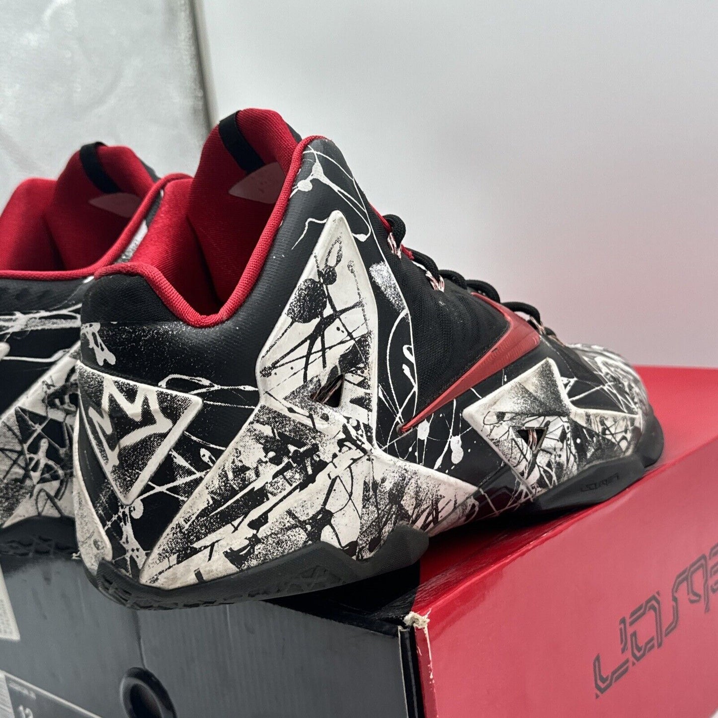 Size 12 - Nike LeBron 11 Graffiti 2014 Red Black White Retro Bred Basketball Sho
