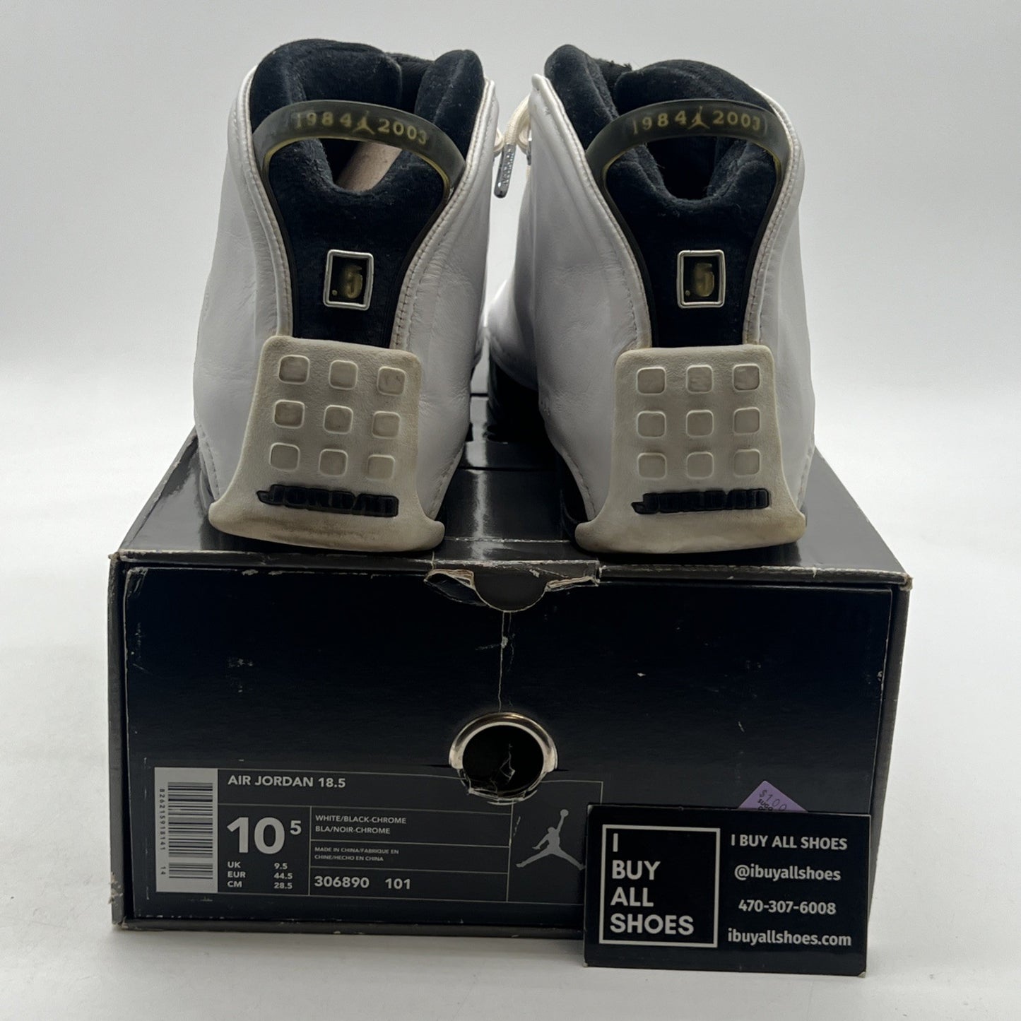 Size 10.5 - Air Jordan 18.5 OG White Black Chrome (306890-101)