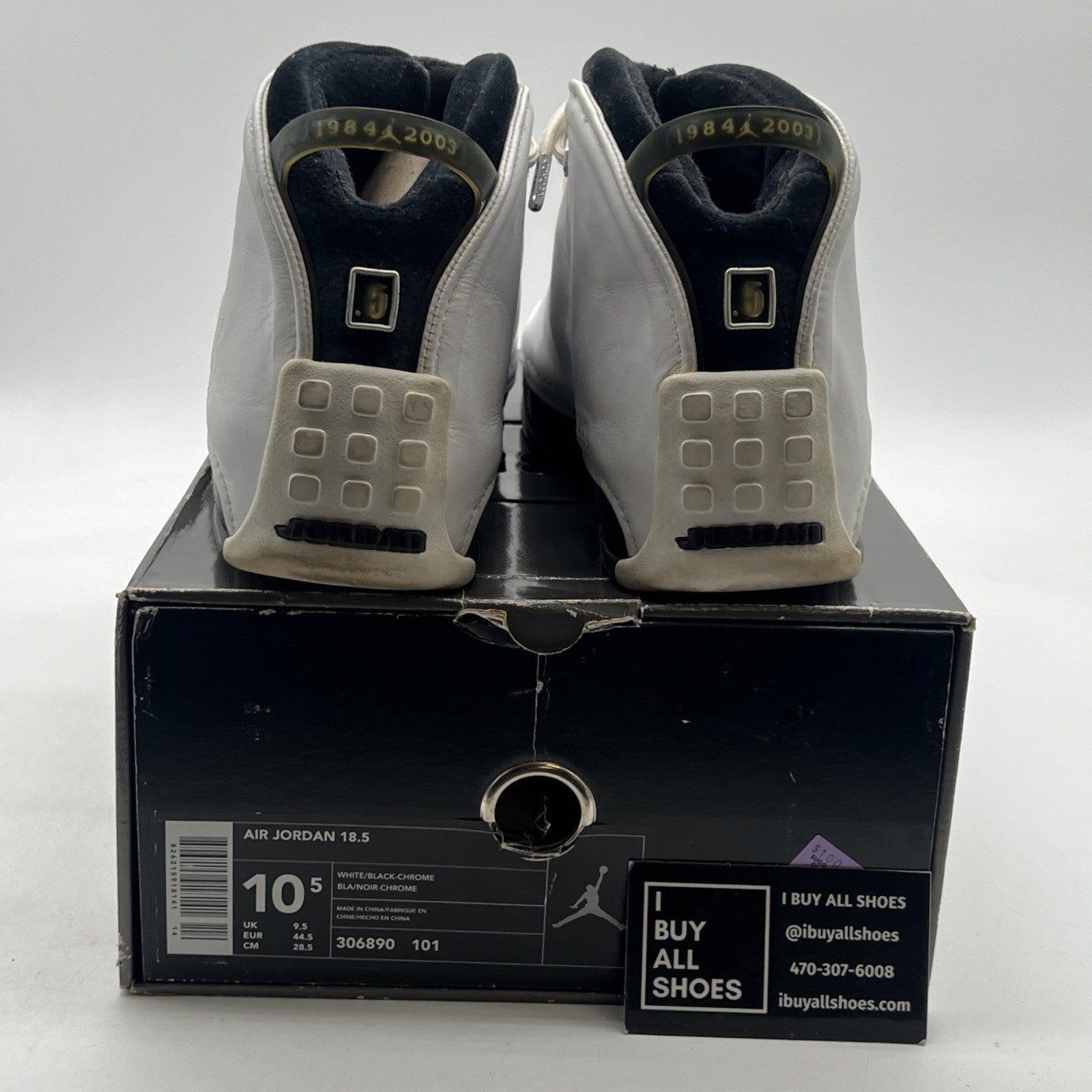 Size 10.5 - Air Jordan 18.5 OG White Black Chrome (306890-101)