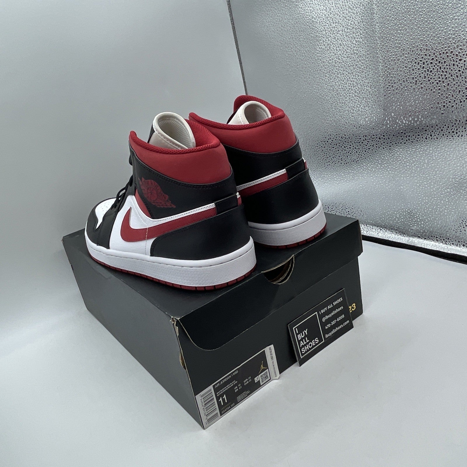Size 11 - Air Jordan 1 Mid Black Gym Red Leather (554724-122)