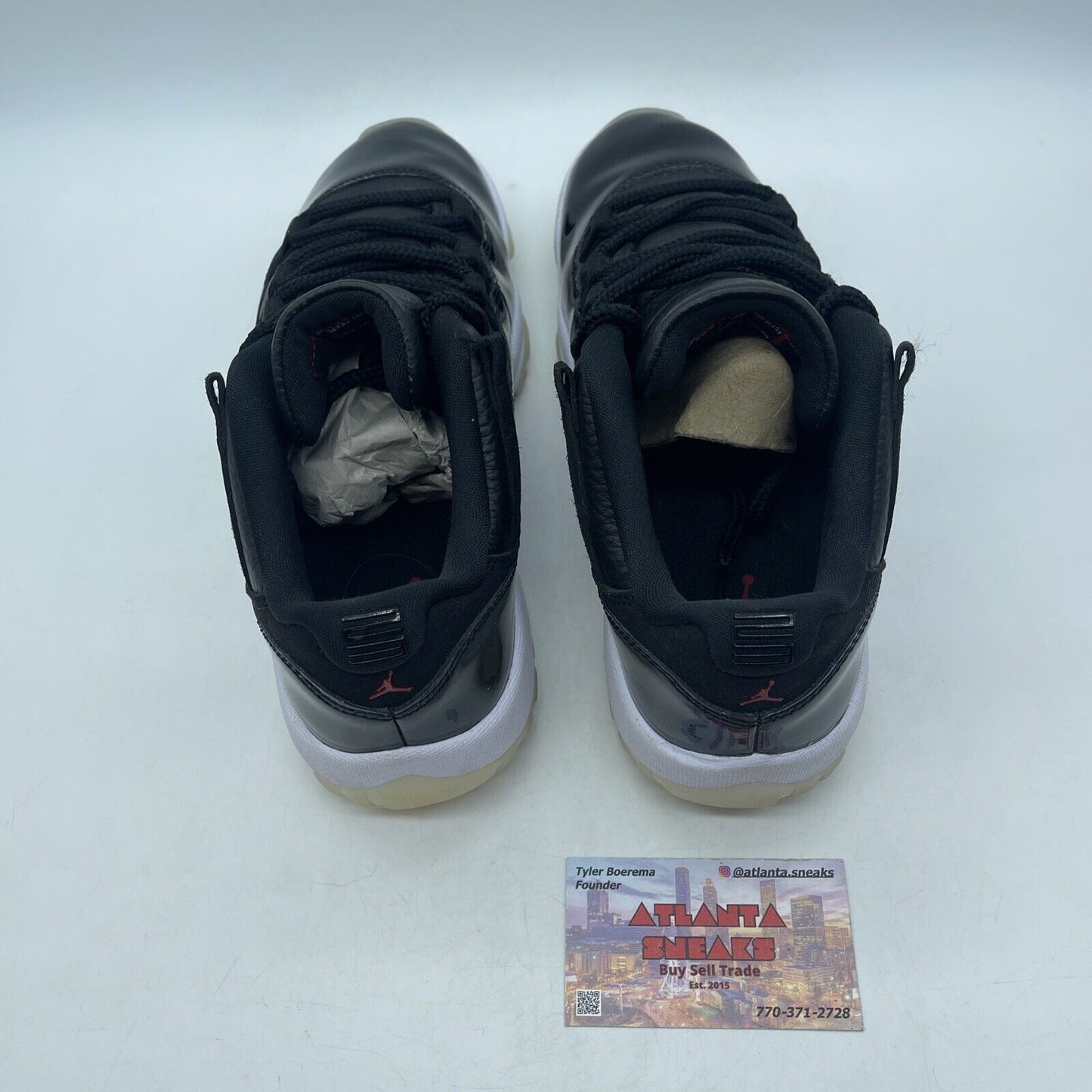 Size 8 - Jordan 11 Retro Low 72-10 Black Red White Leather (AV2187-001)