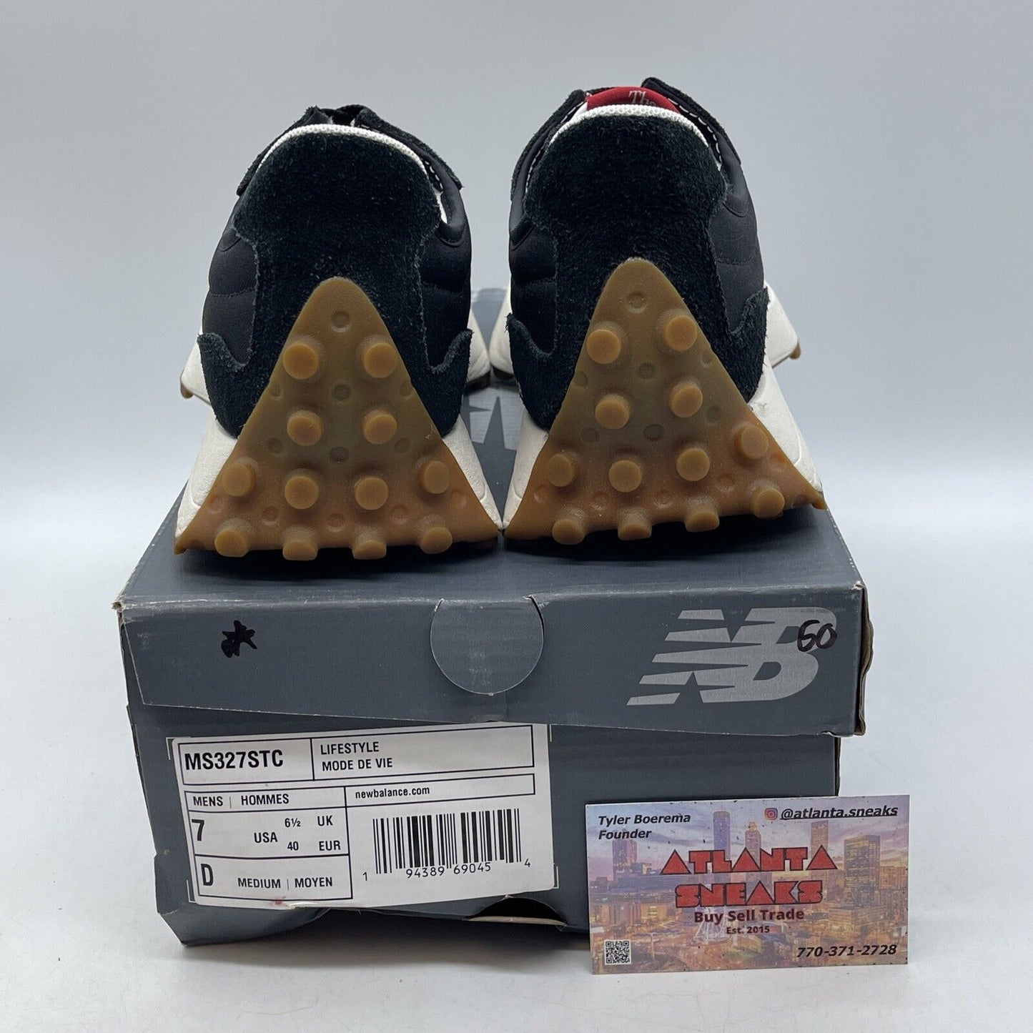 Size 9.5 - New Balance 327 Black Castlerock Suede White Red (MS327STC)