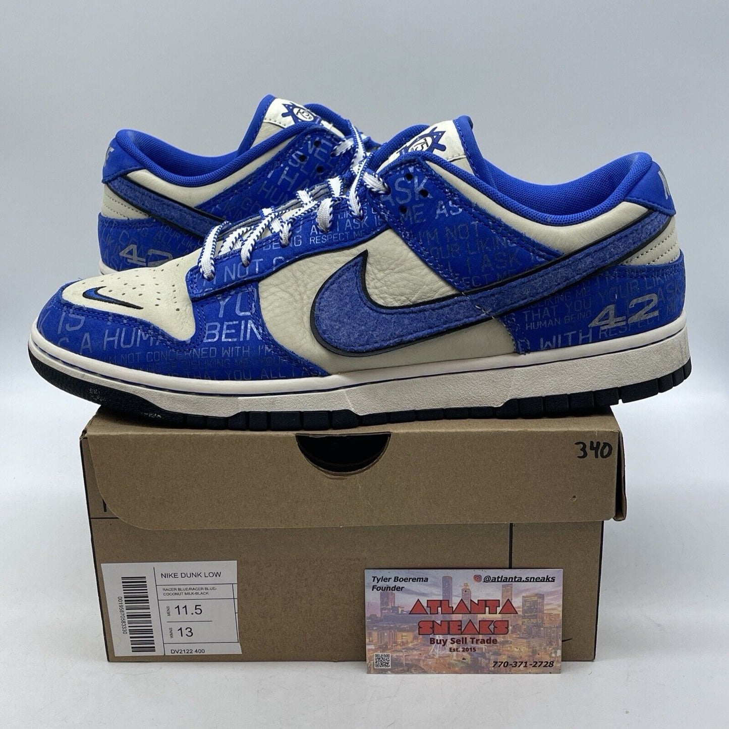 Size 11.5 - Nike Dunk Low Jackie Robinson Blue Grey Suede Leather (DV2122-400)